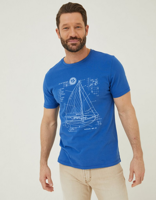 Mens Sail Boat Sketch T-Shirt