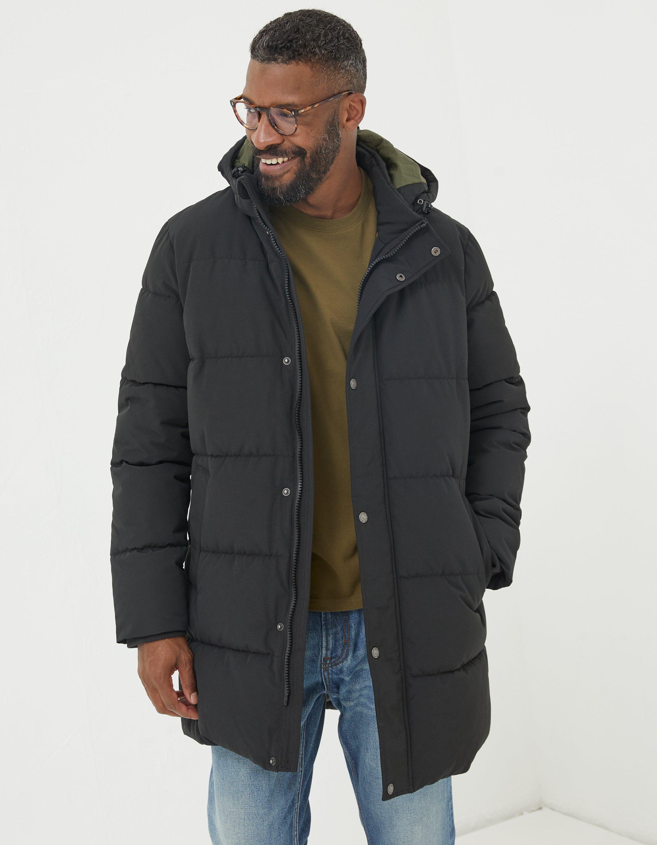 Black puffer shop jacket longline