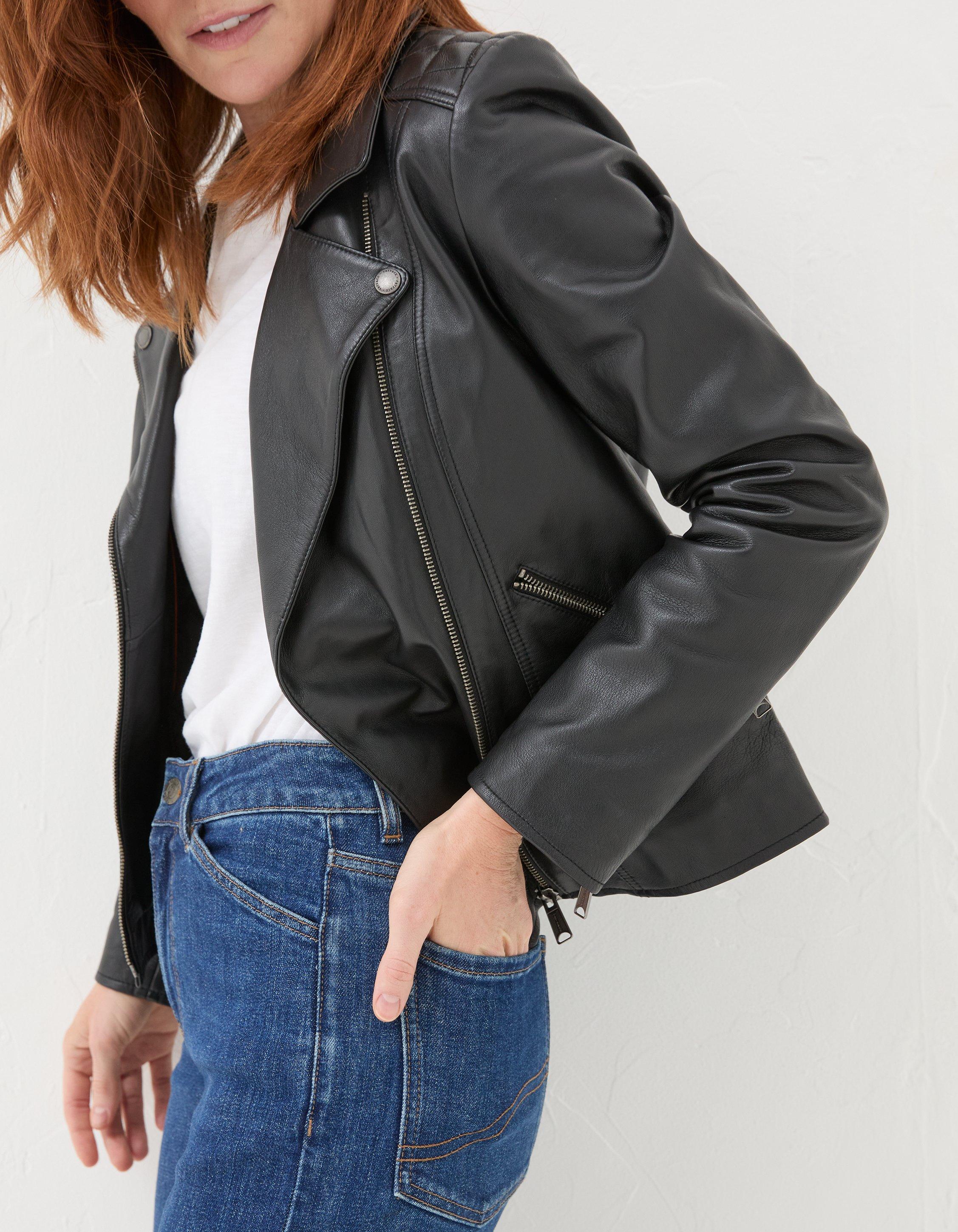 Ladies Quilted Leather Biker Jacket