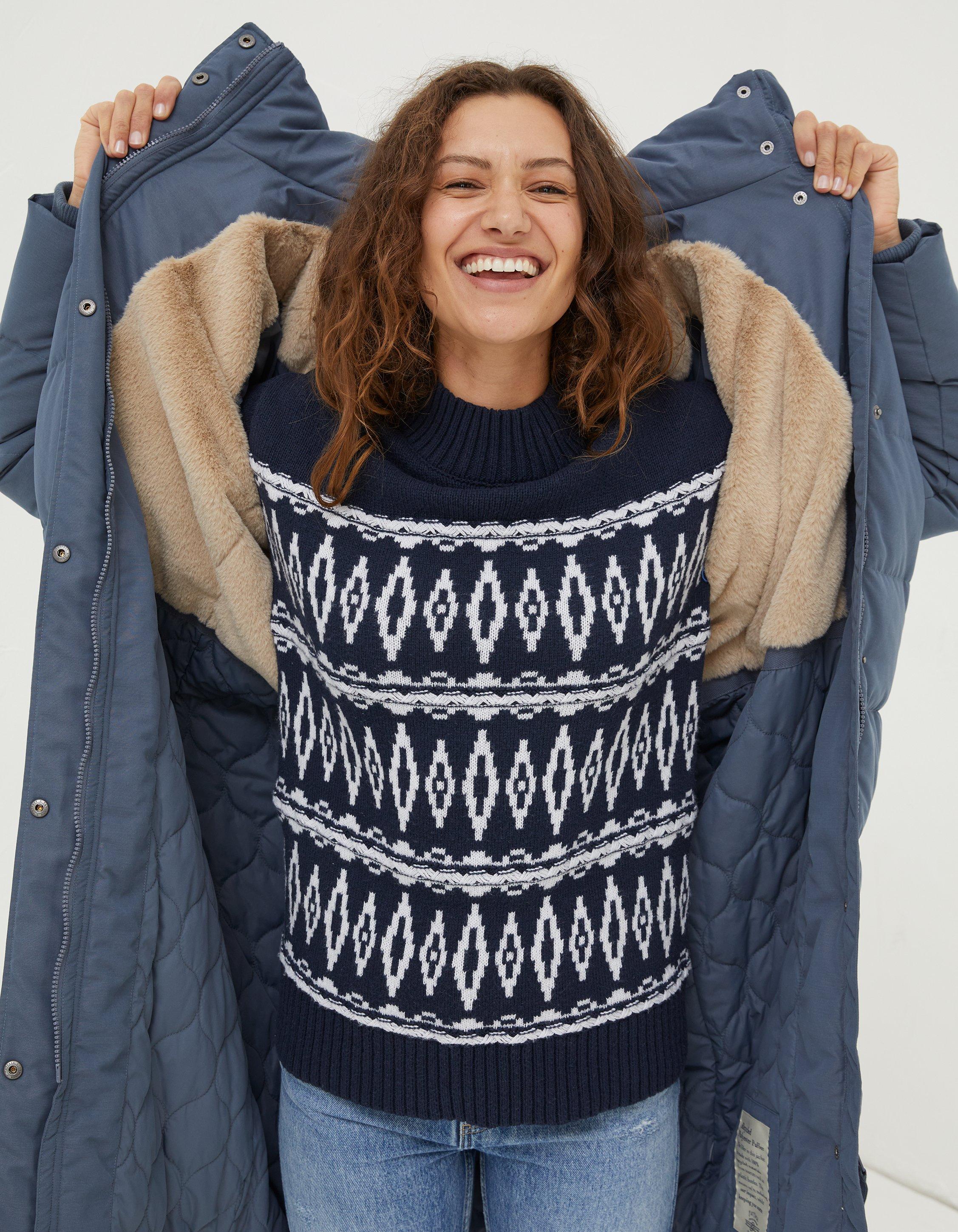 Long quilted sale puffer coat