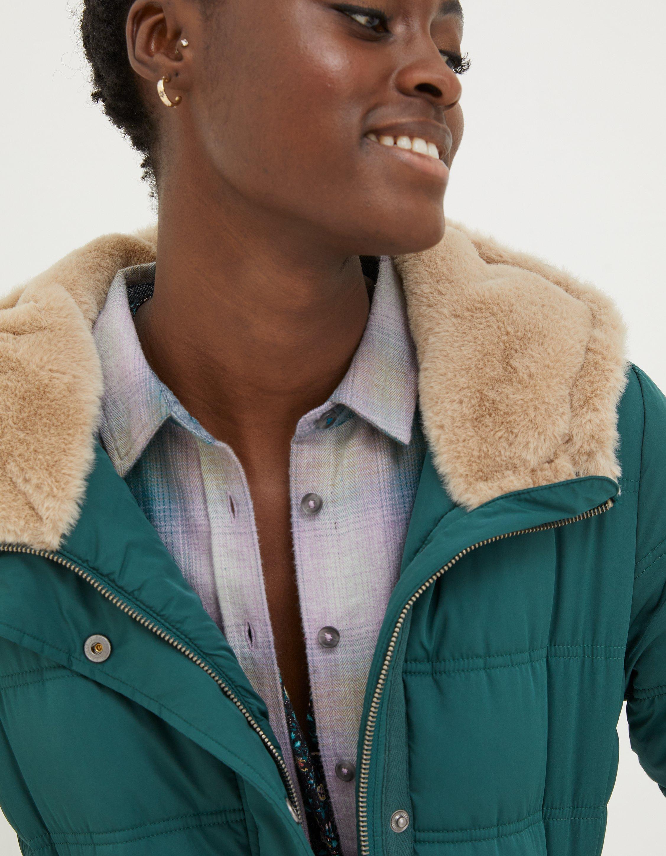 Green puffer cheap coat womens