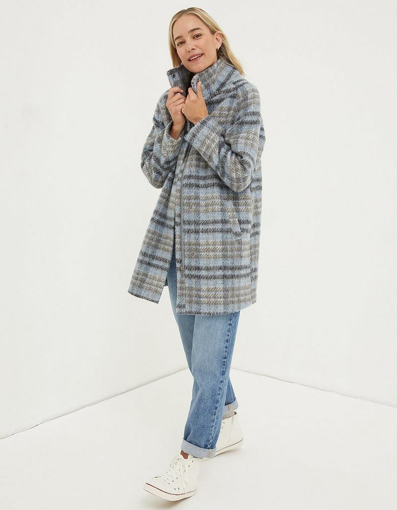 Freya Wool Blend Check Coat, Coats & Jackets