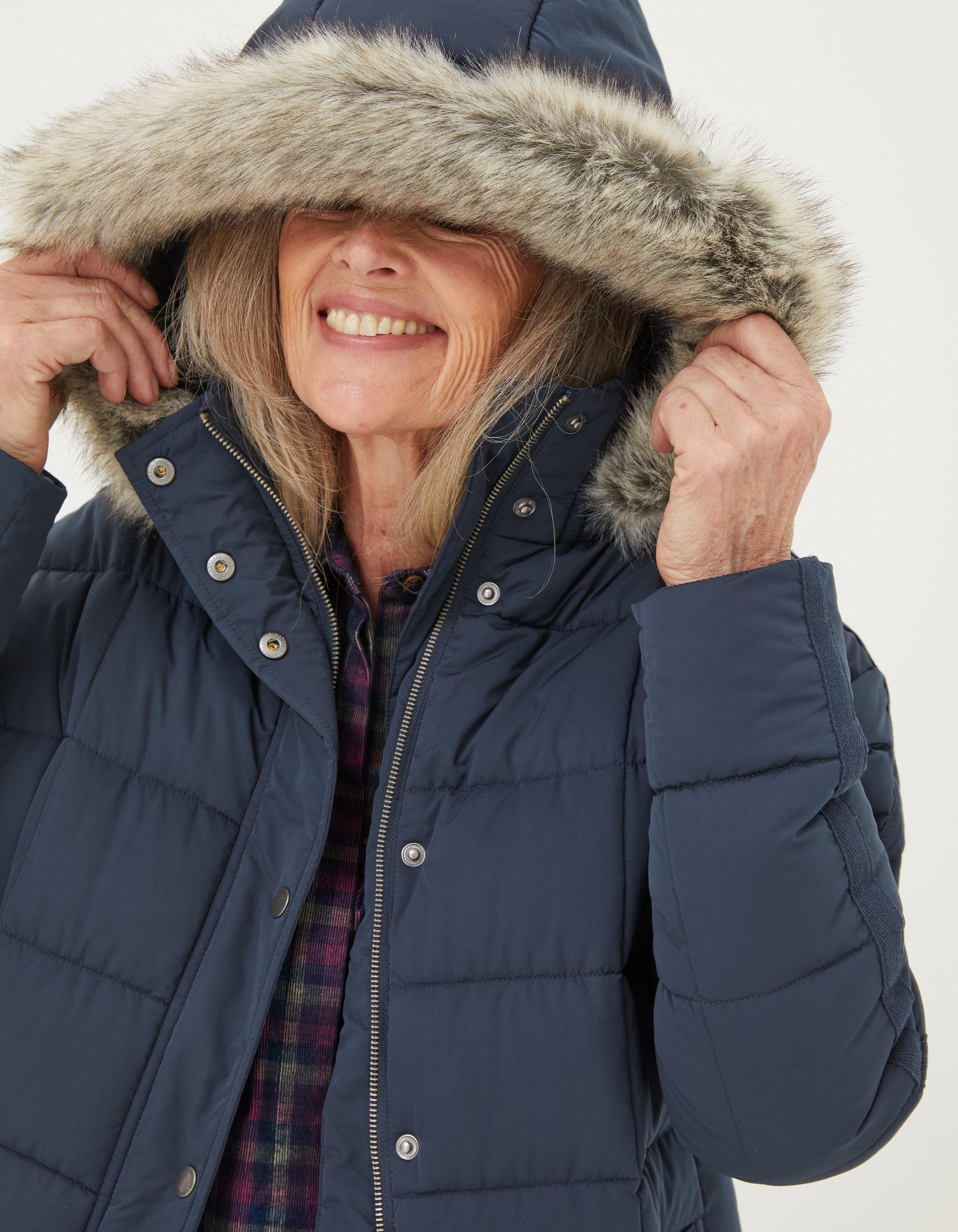 Women's mid shop length quilted coat