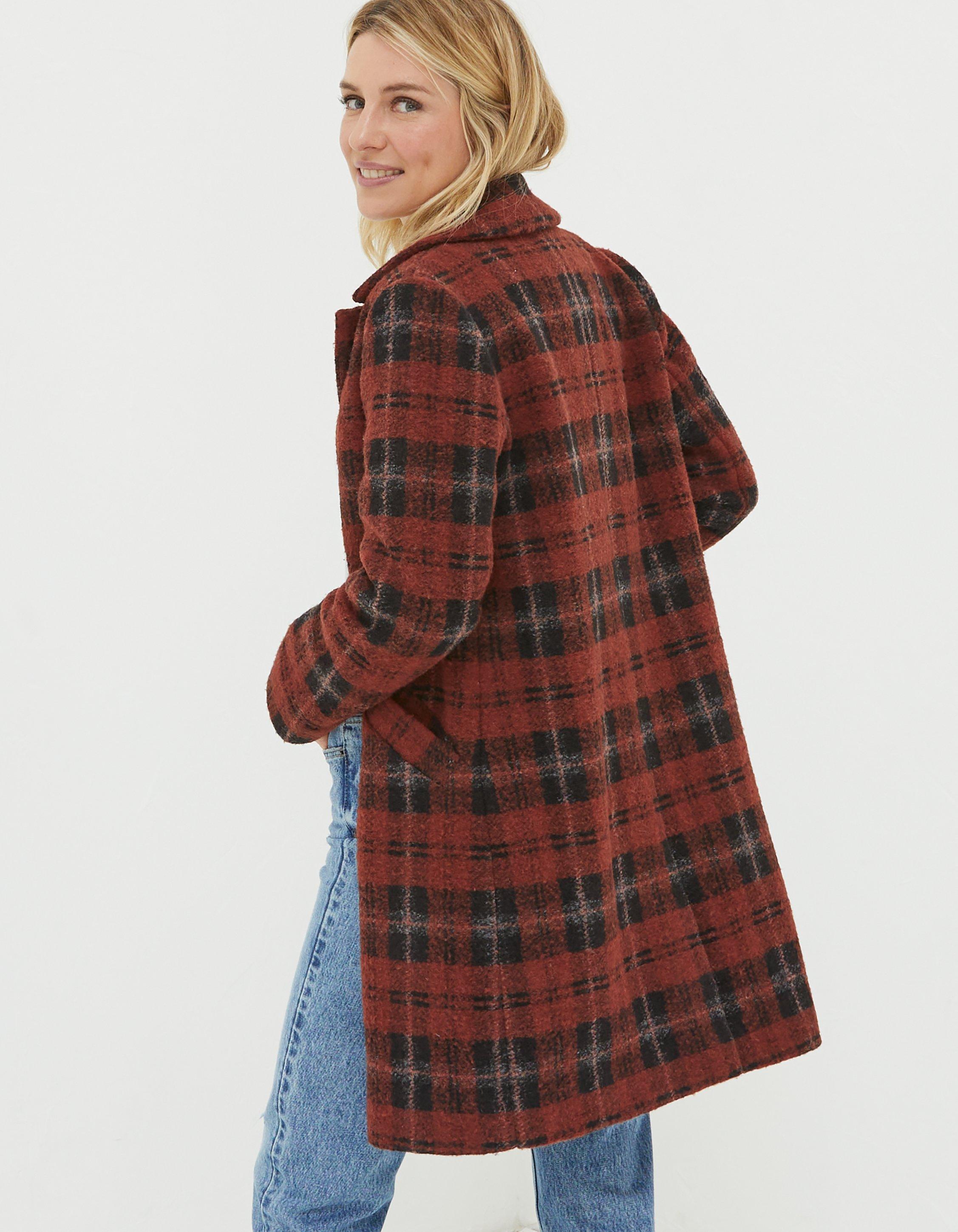 Checked store wool coat