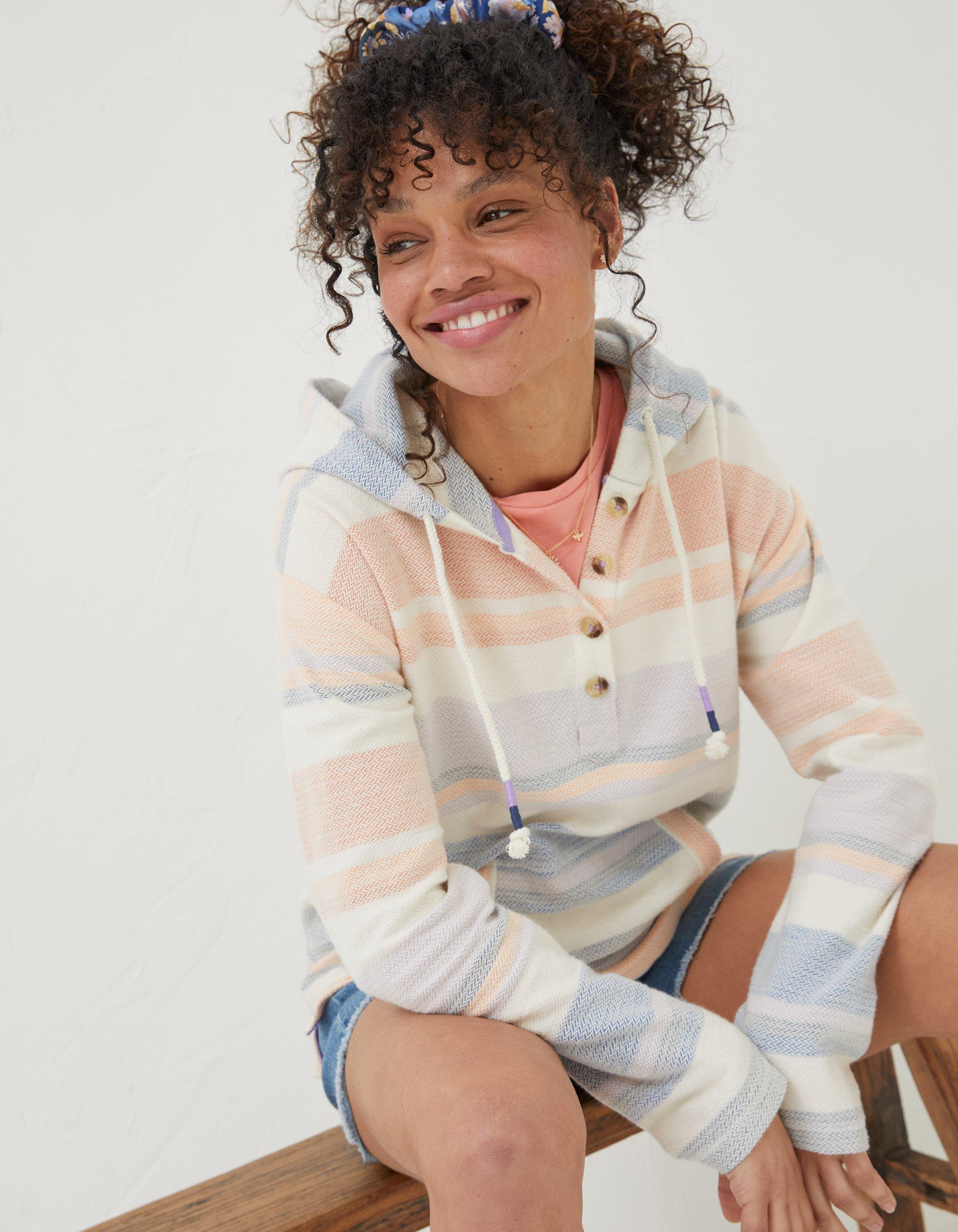 Textured Beach Crewneck in Multi Stripe