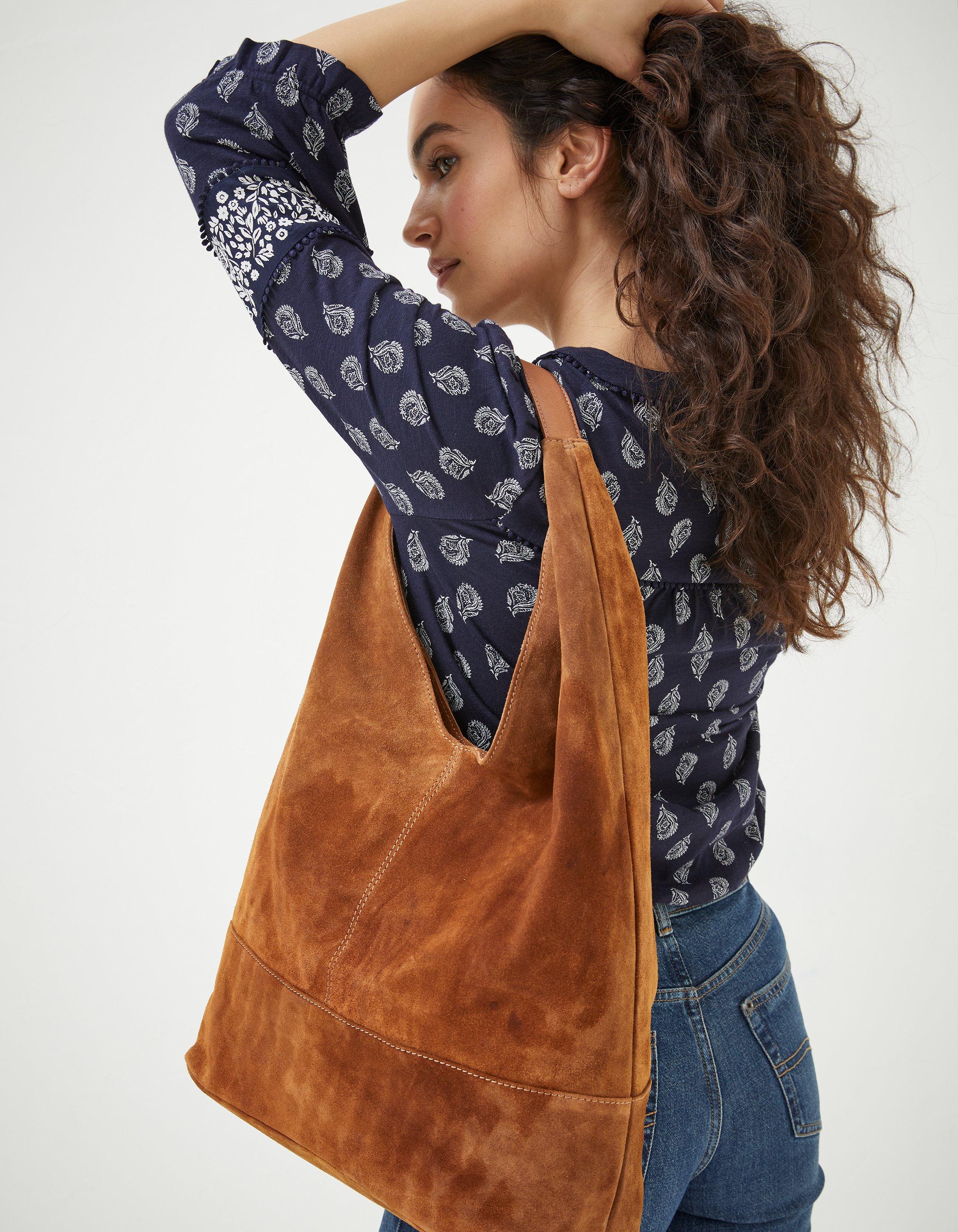 Tan suede shop hobo bag