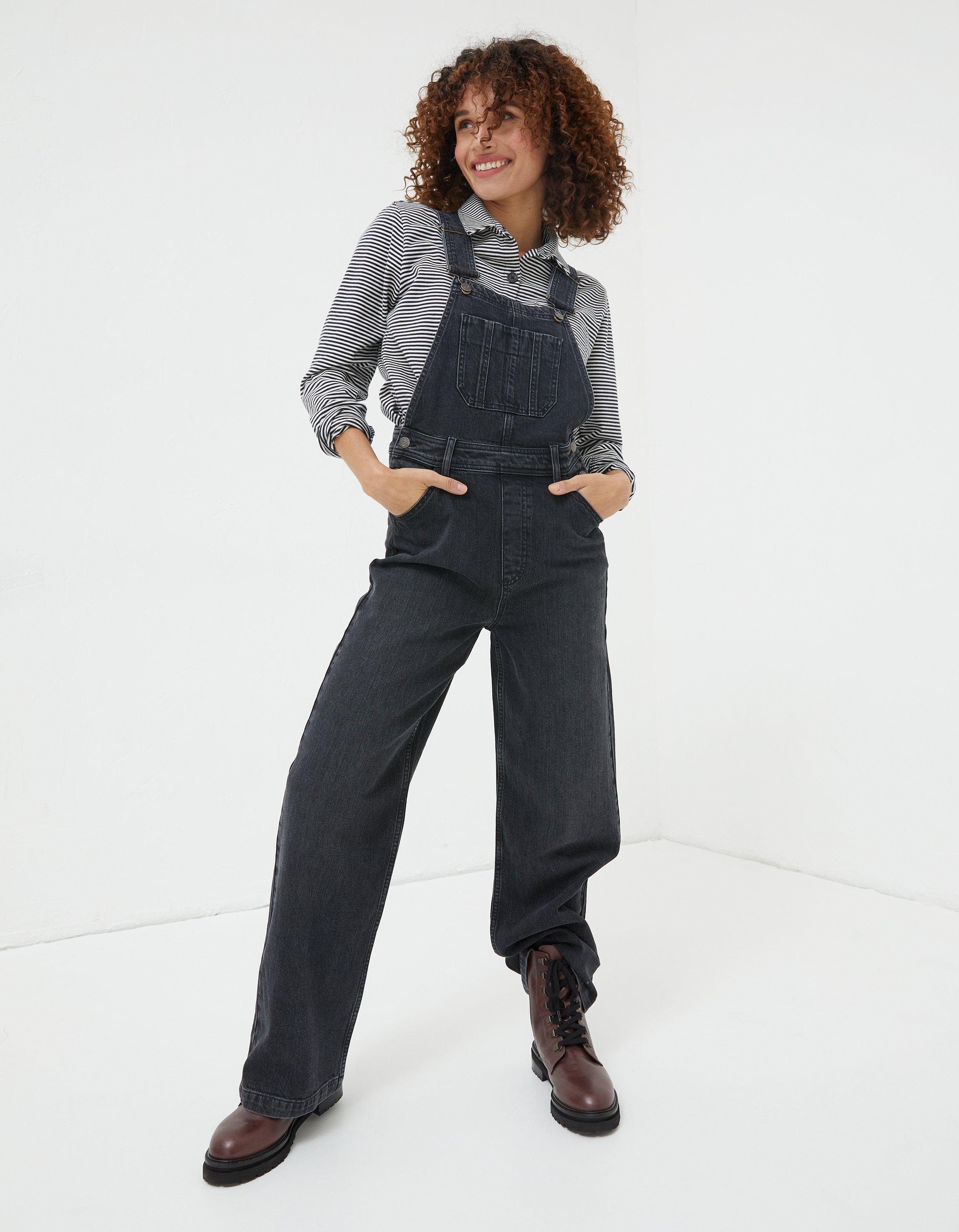 Wide Leg Denim Dungarees