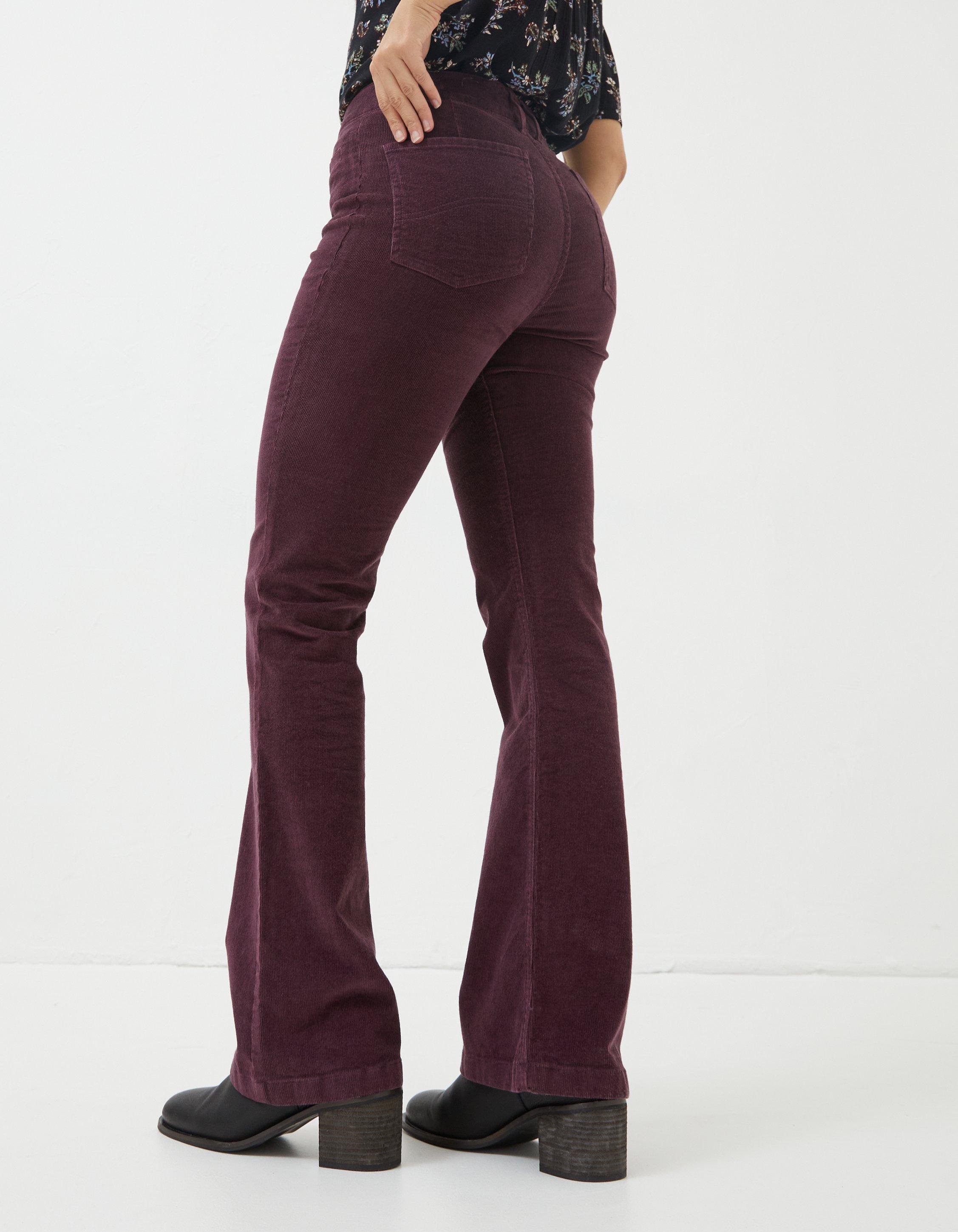 High Rise Button Fly Corduroy Flare Pant