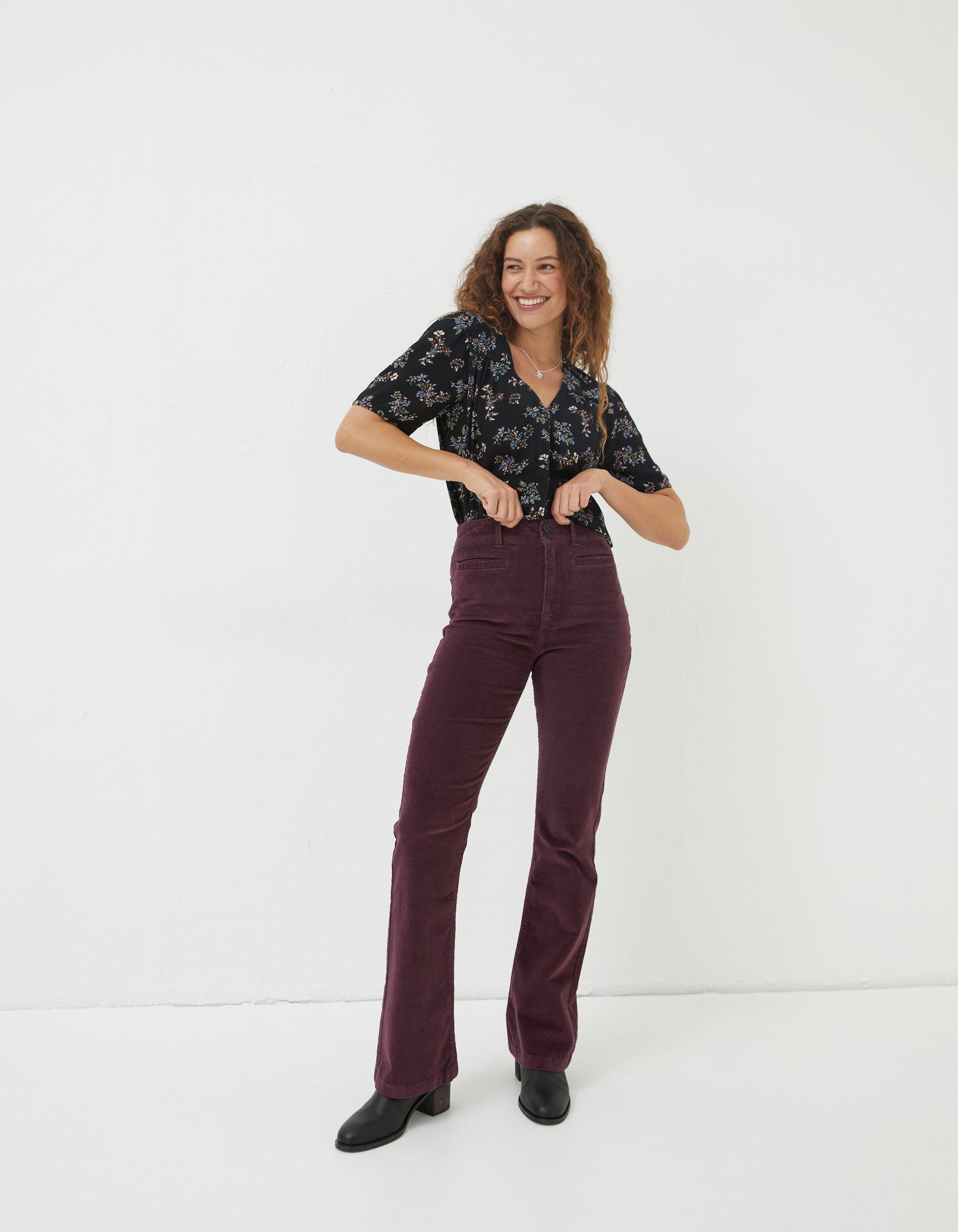 Red Seam Detail Flared Suit Trousers, Womens Trousers