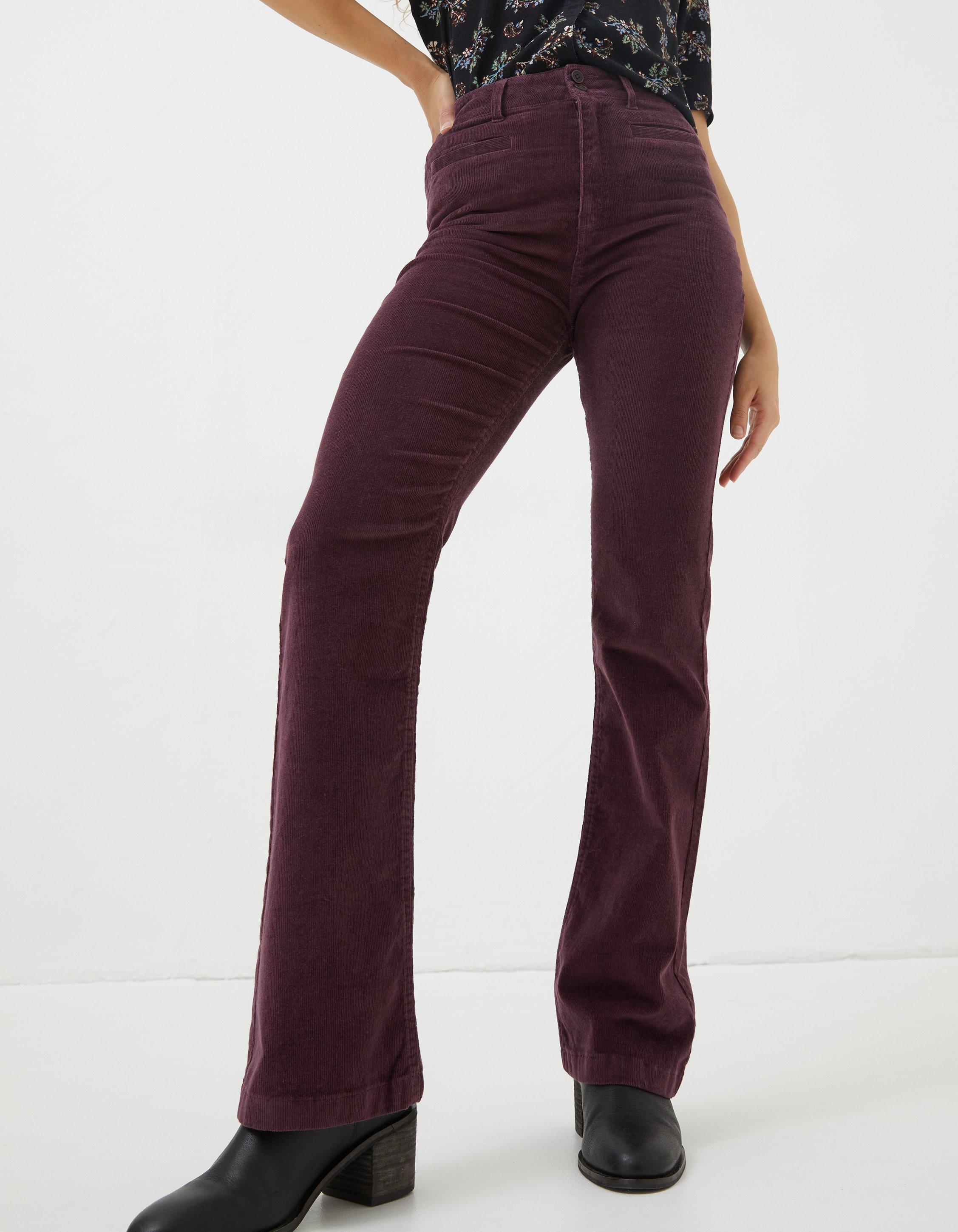 Flared Corduroy Pants - Brown - Ladies