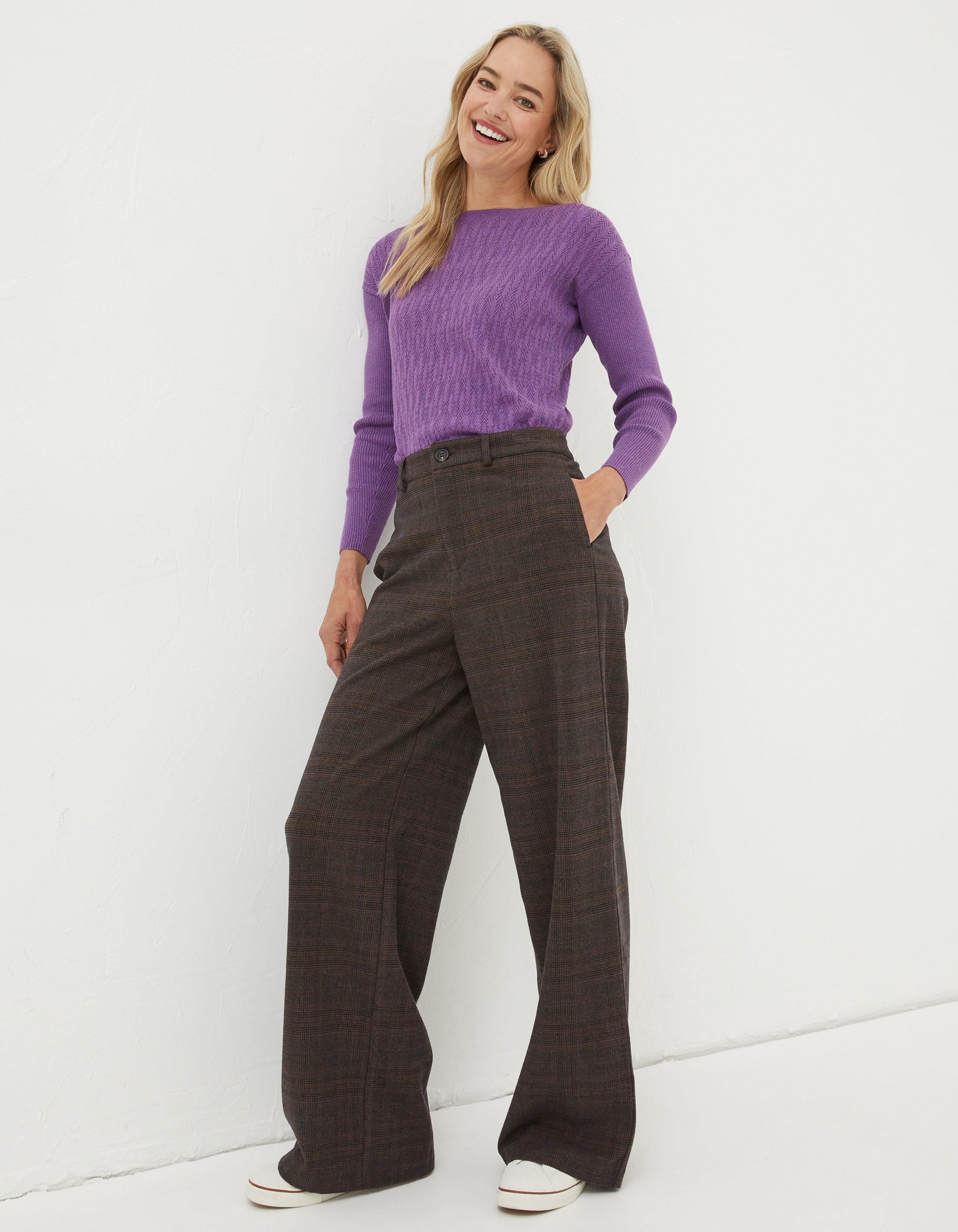 Purple check hot sale trousers womens