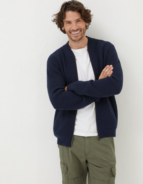 Mens Knitted Bomber Cardigan