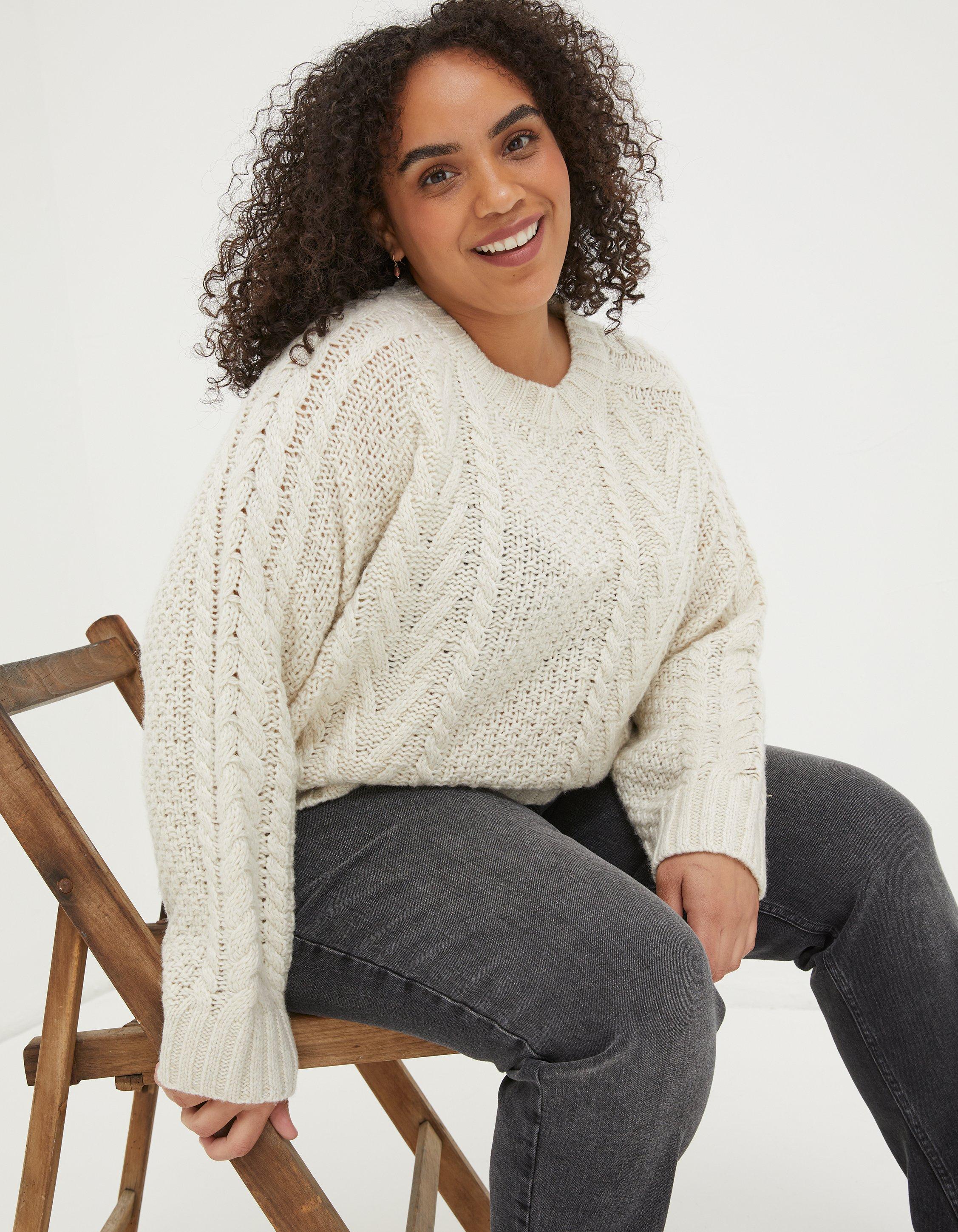 Fat face 2025 cable knit jumper