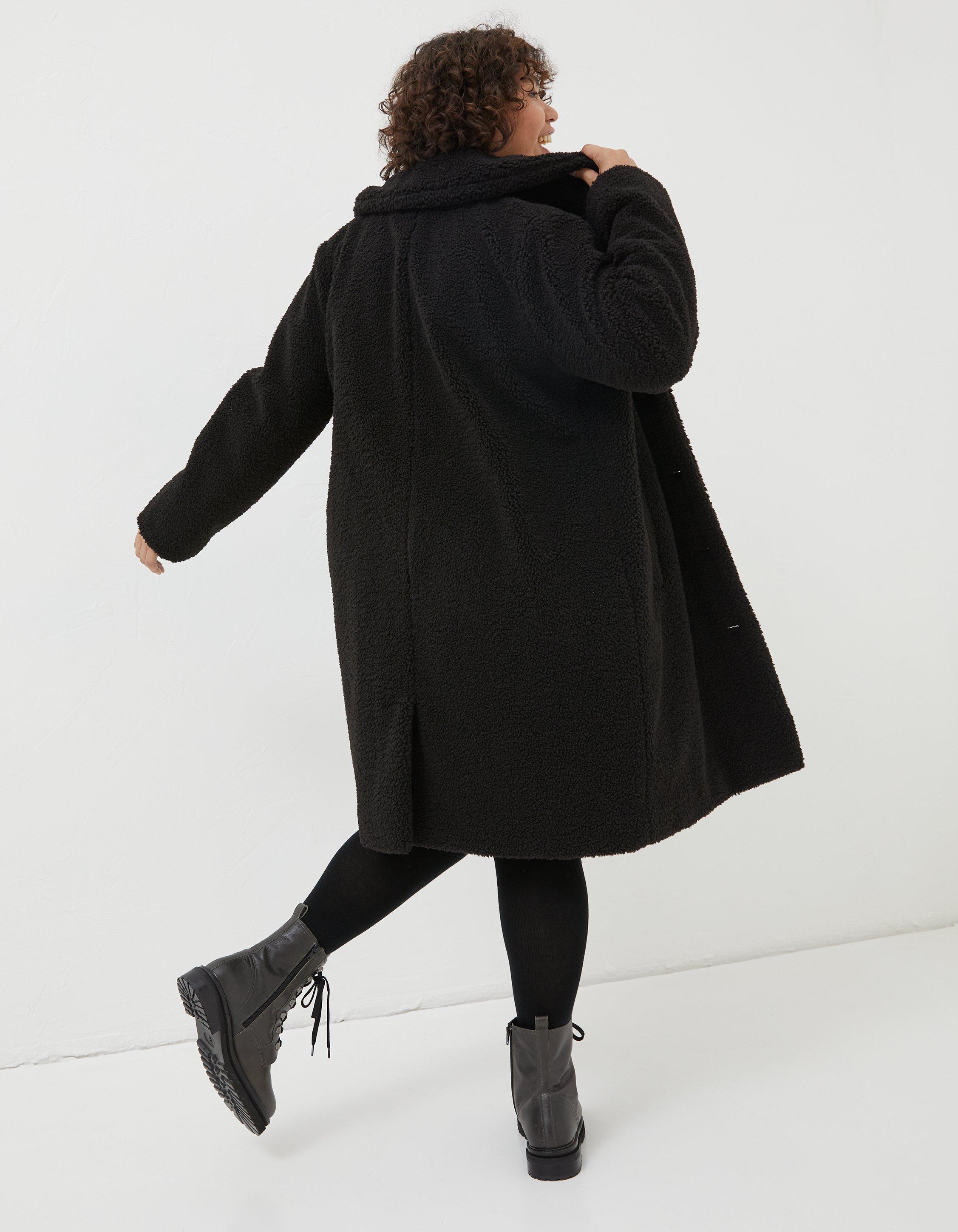 Black longline teddy outlet coat