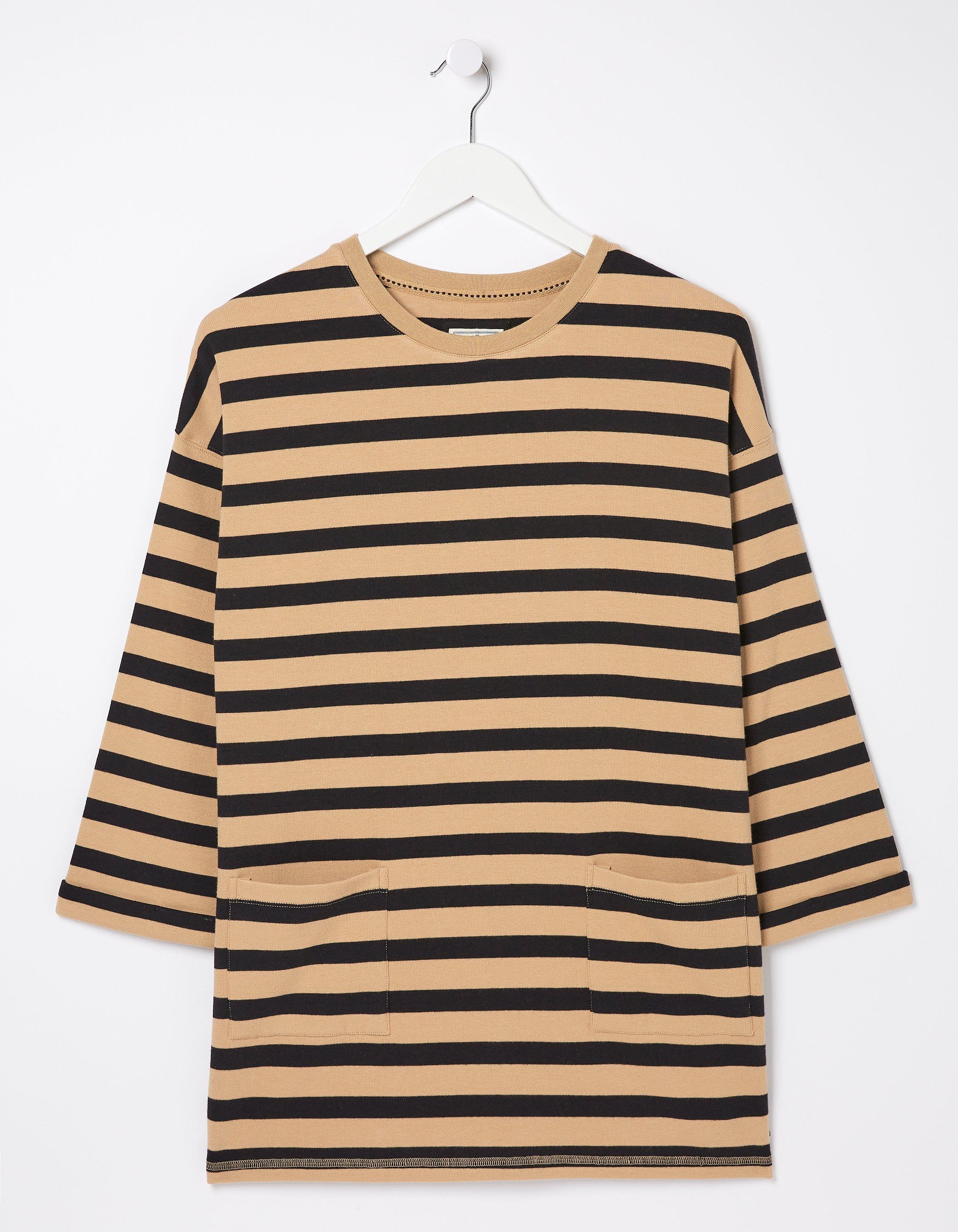 Long Sleeve Natural Stripe Tunic Tee