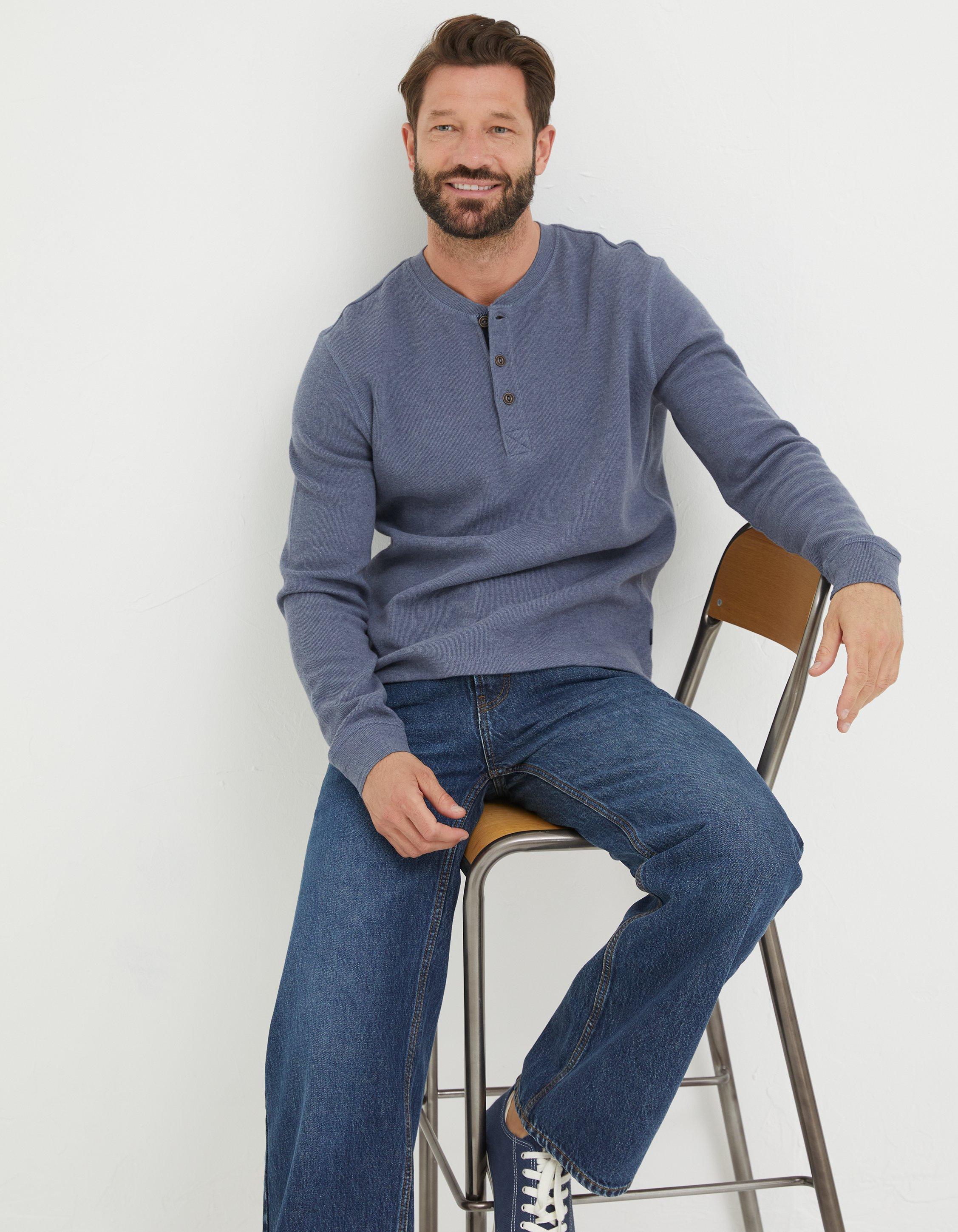 Long Sleeve Ribbed Henley, T-Shirts | FatFace.com