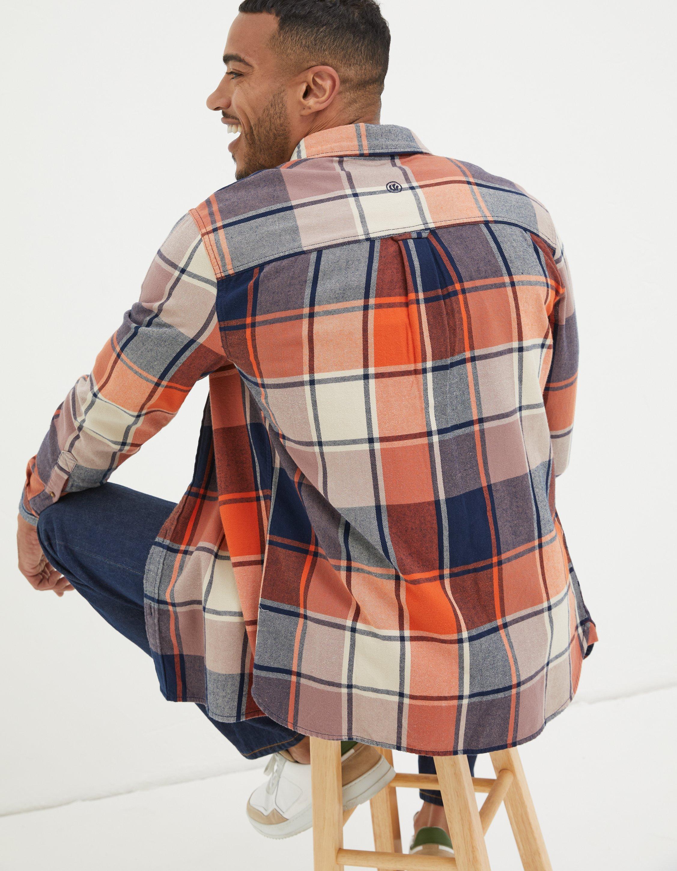 Orange best sale check shirt