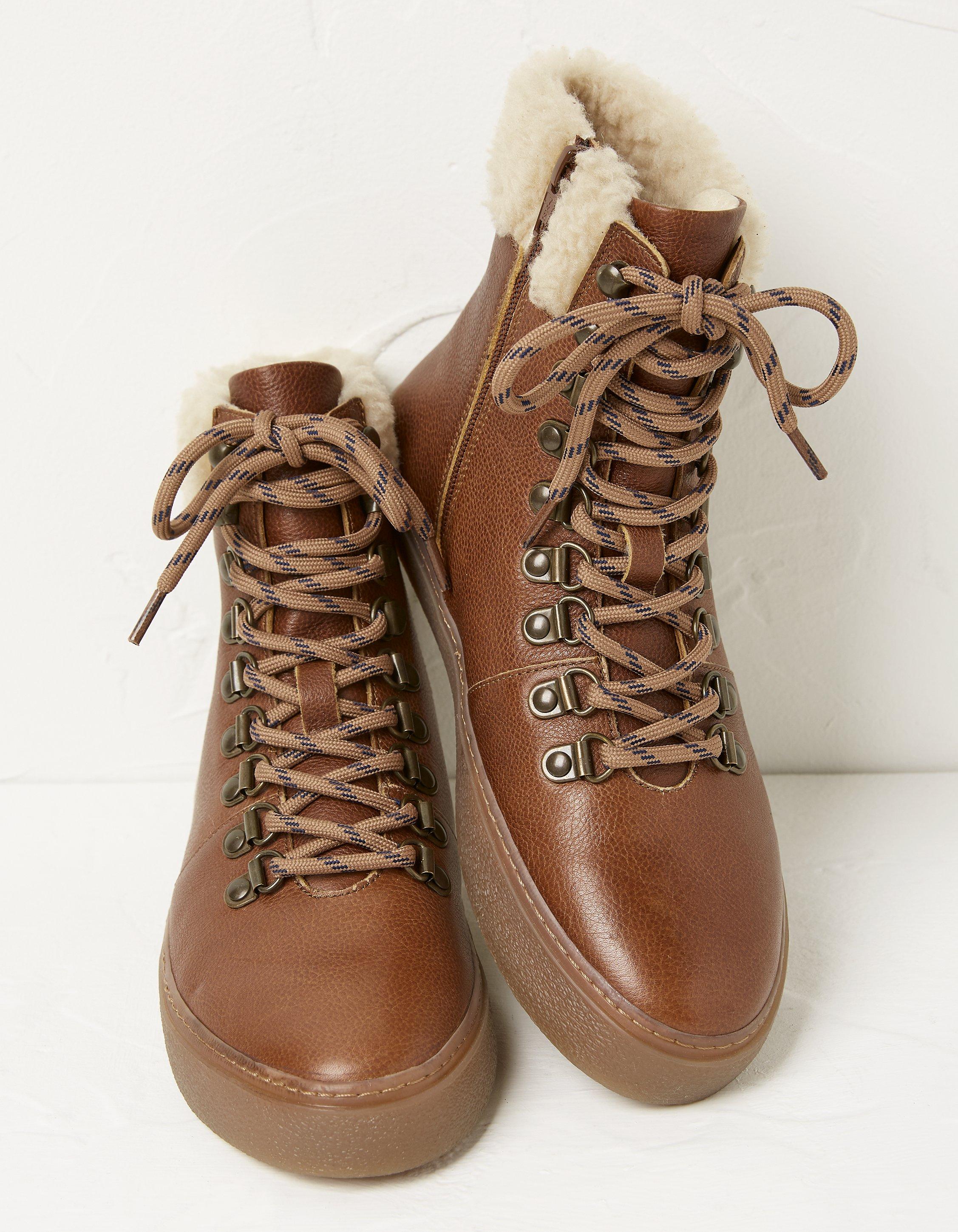 Leather hiker ankle store boots