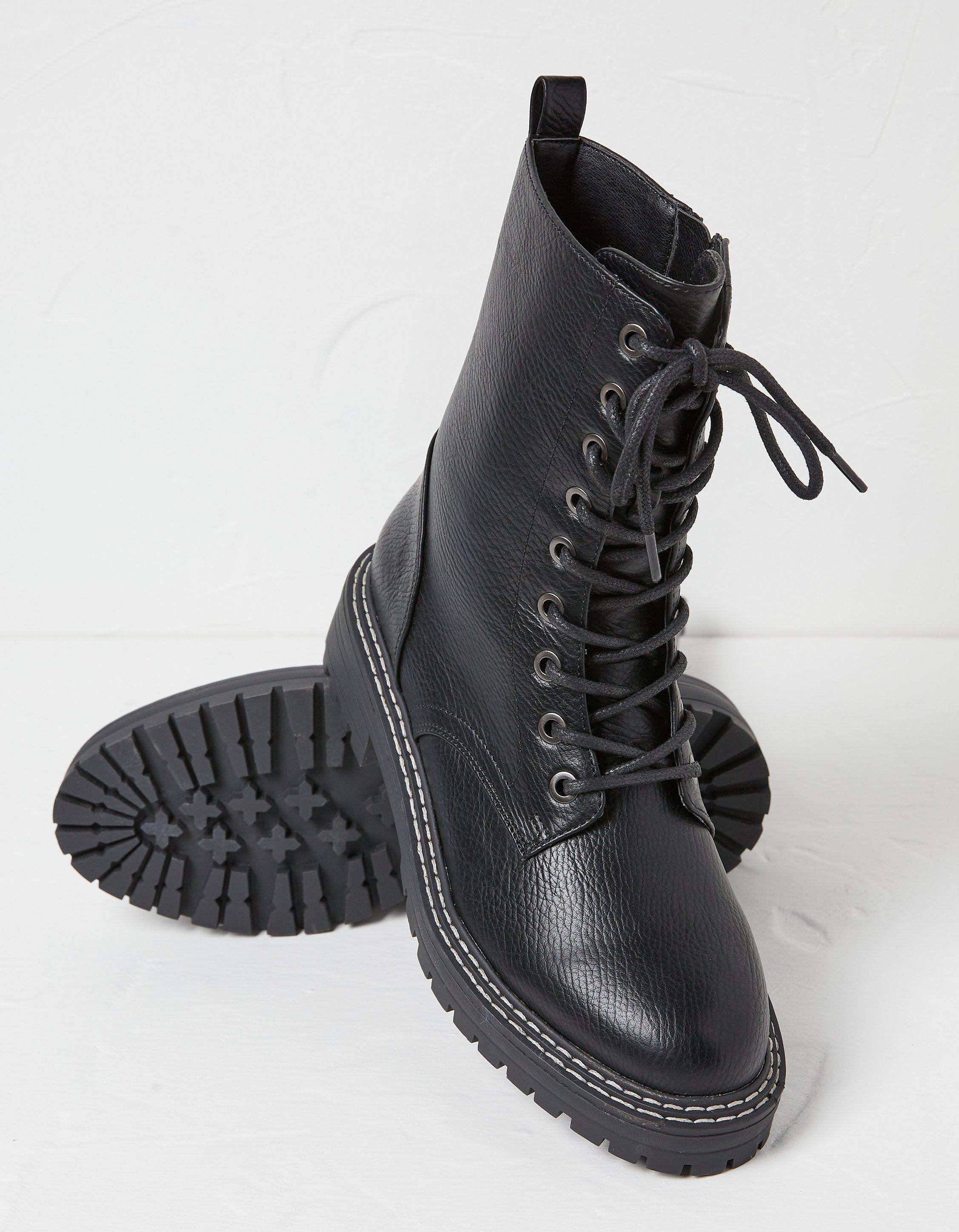 Chunky leather outlet lace up boots