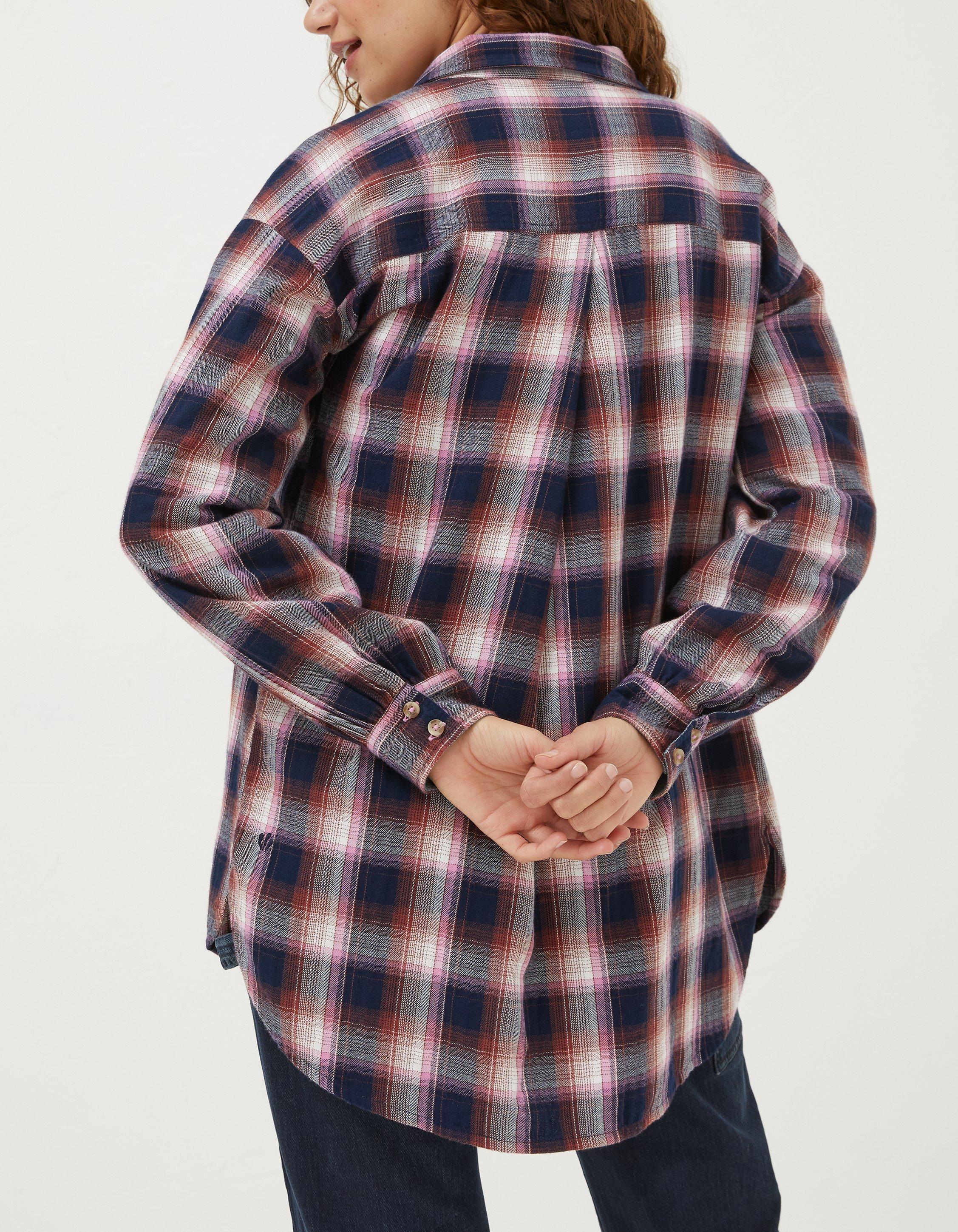 Long plaid boyfriend clearance shirt