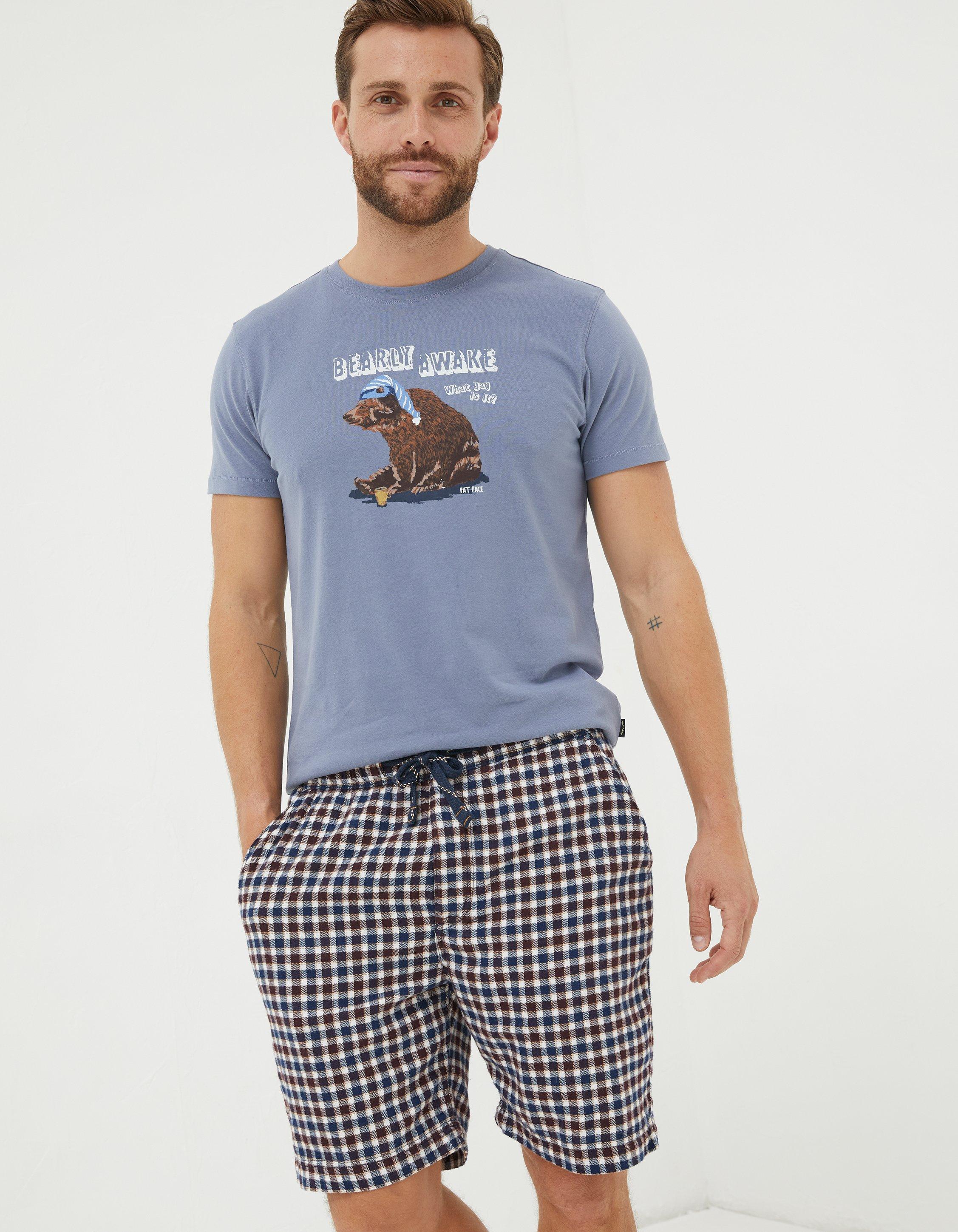 Mens shorts and hot sale shirt pyjamas