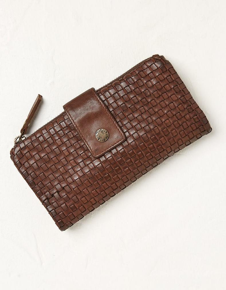 Chocolate Brown Leather Woven Purse, Bags & Wallets