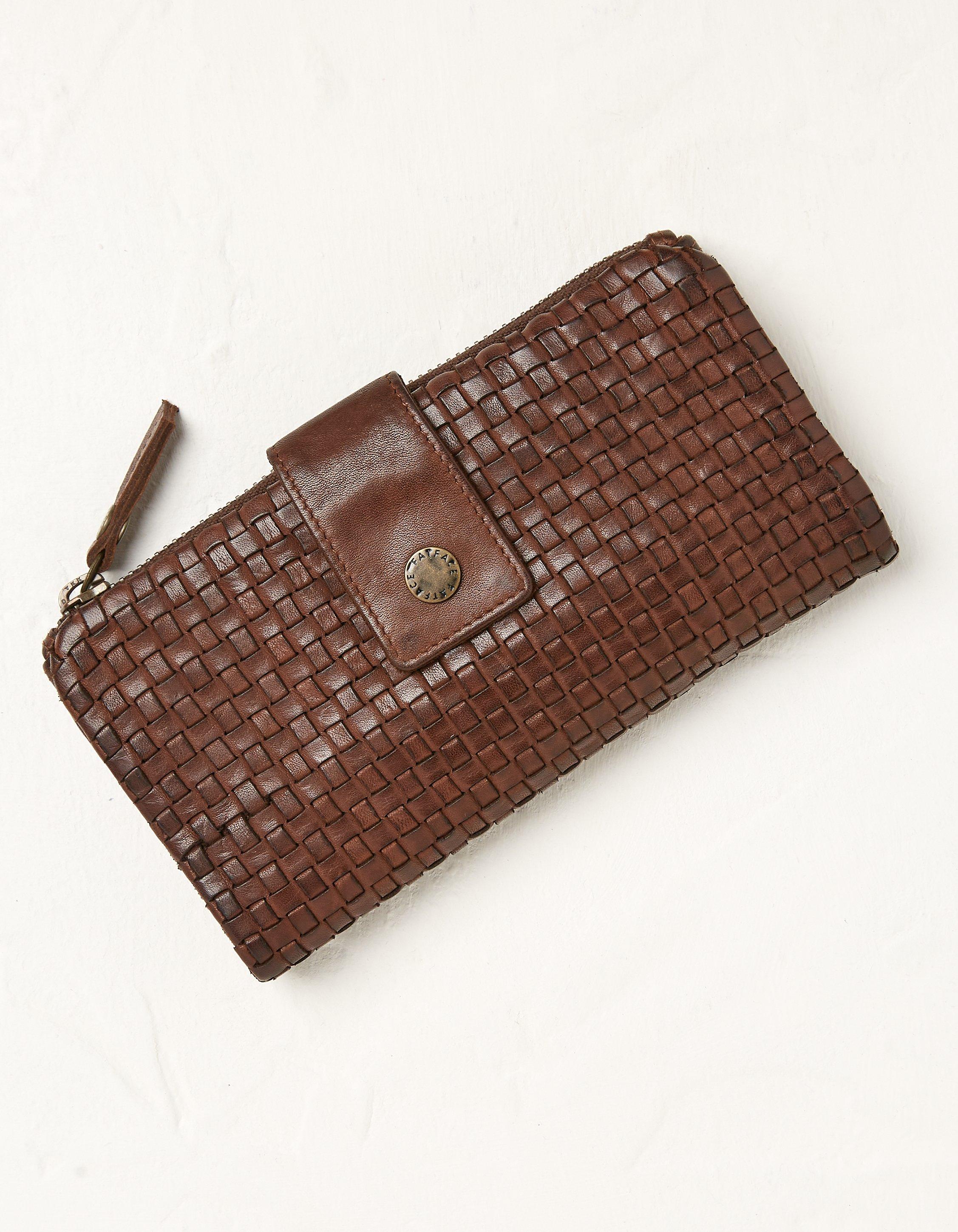 Chocolate Brown Leather Woven Purse, Bags & Wallets