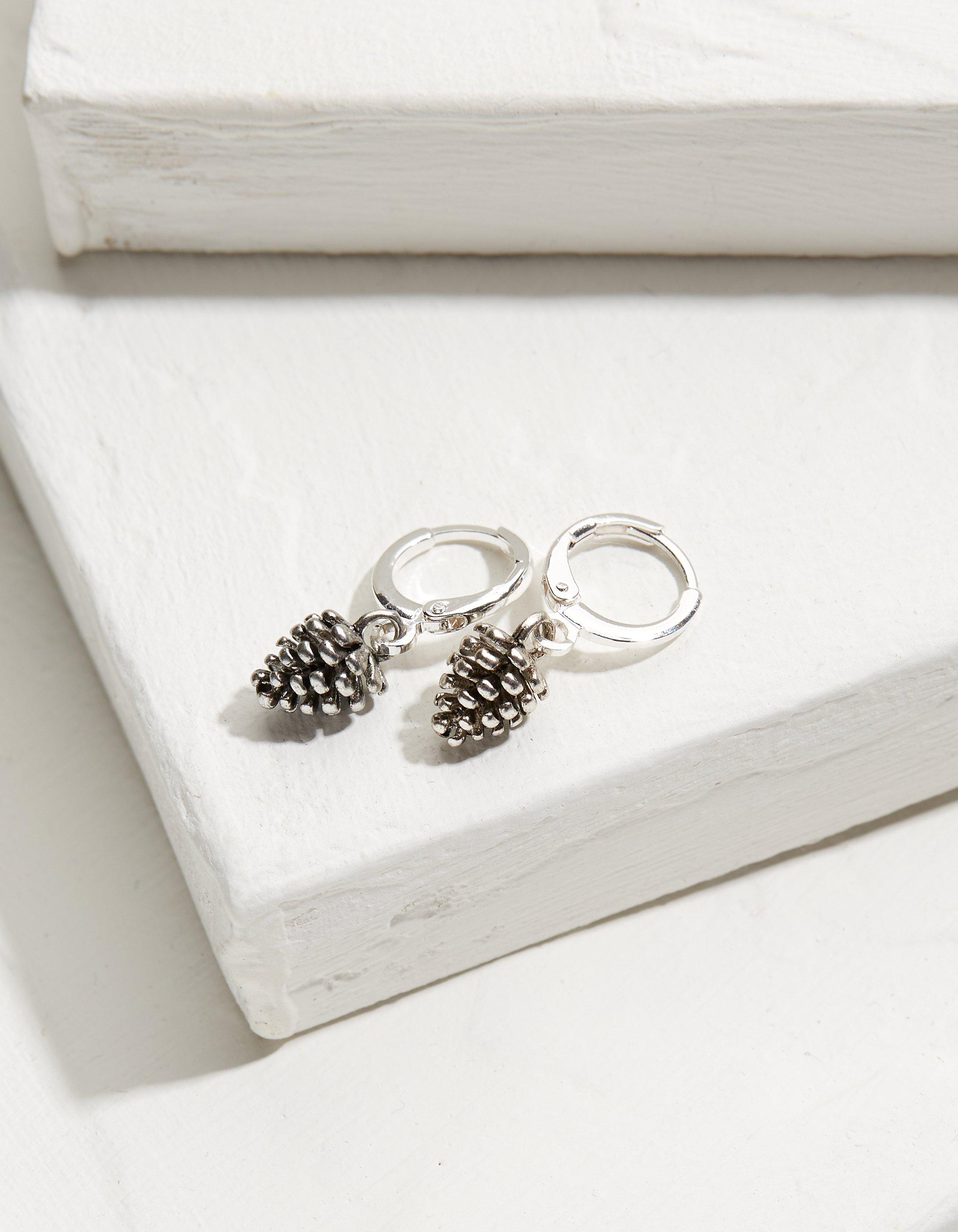 Silver pine 2025 cone earrings