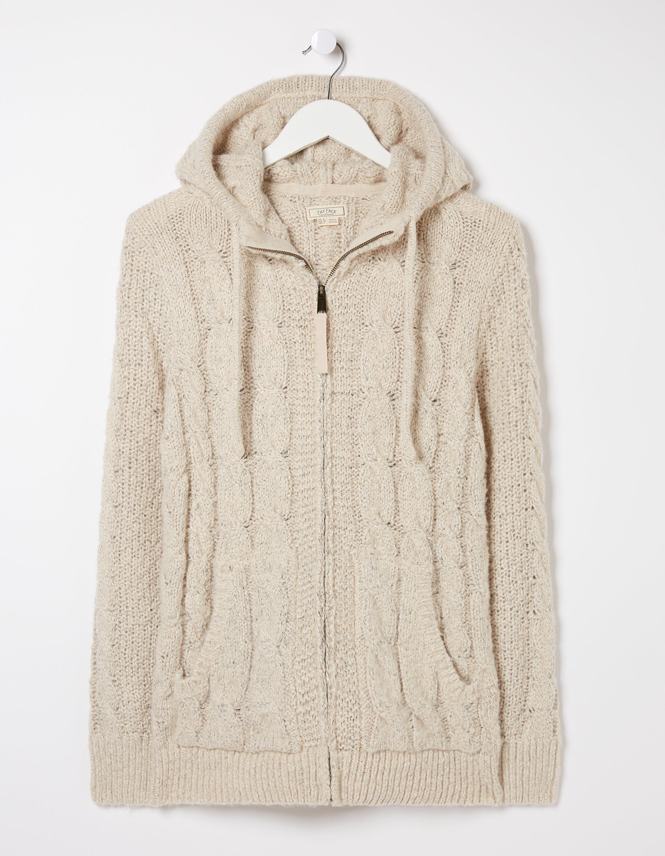 Women's zip-up Sherpa fleece with hood - cream