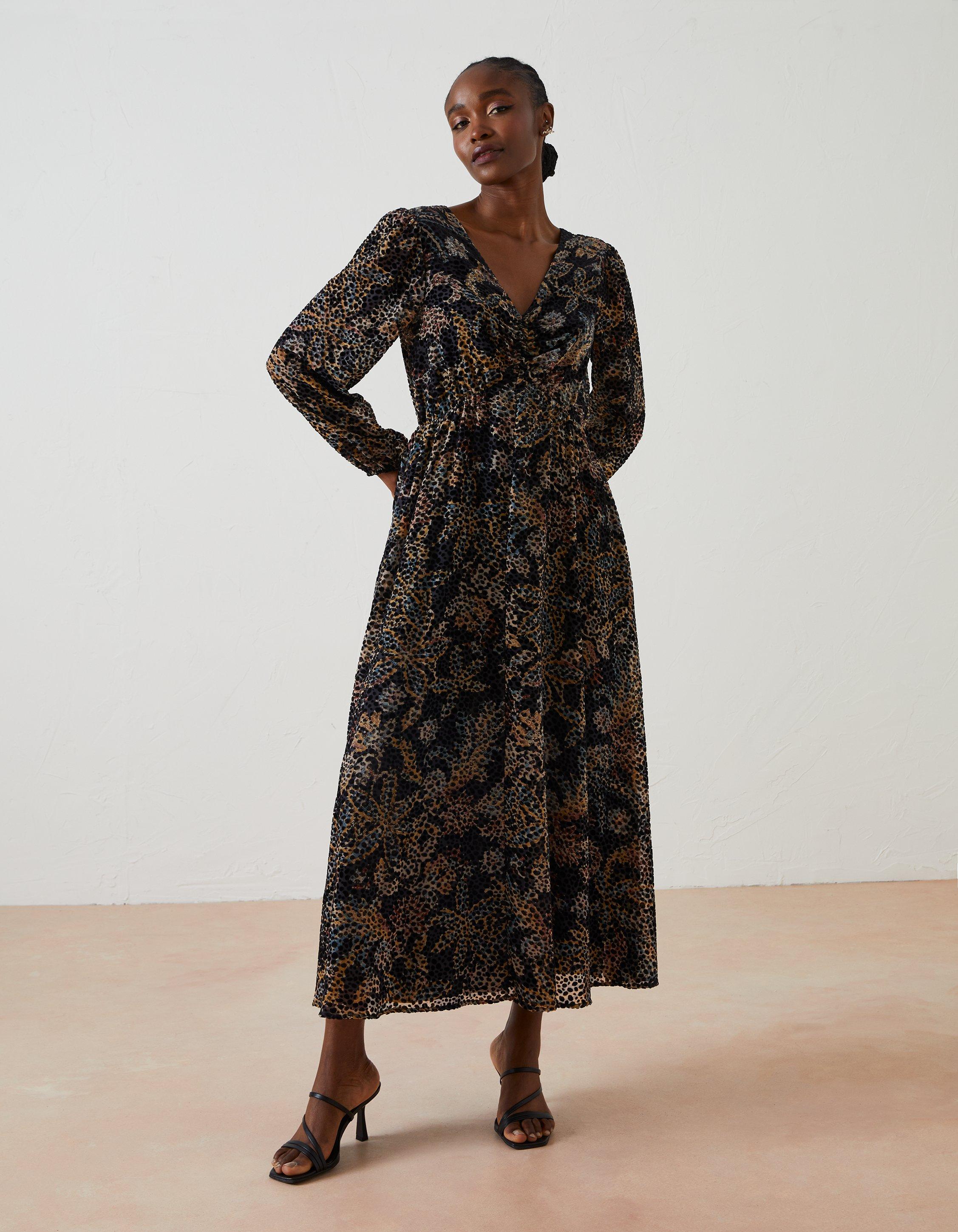 Black flower midi store dress