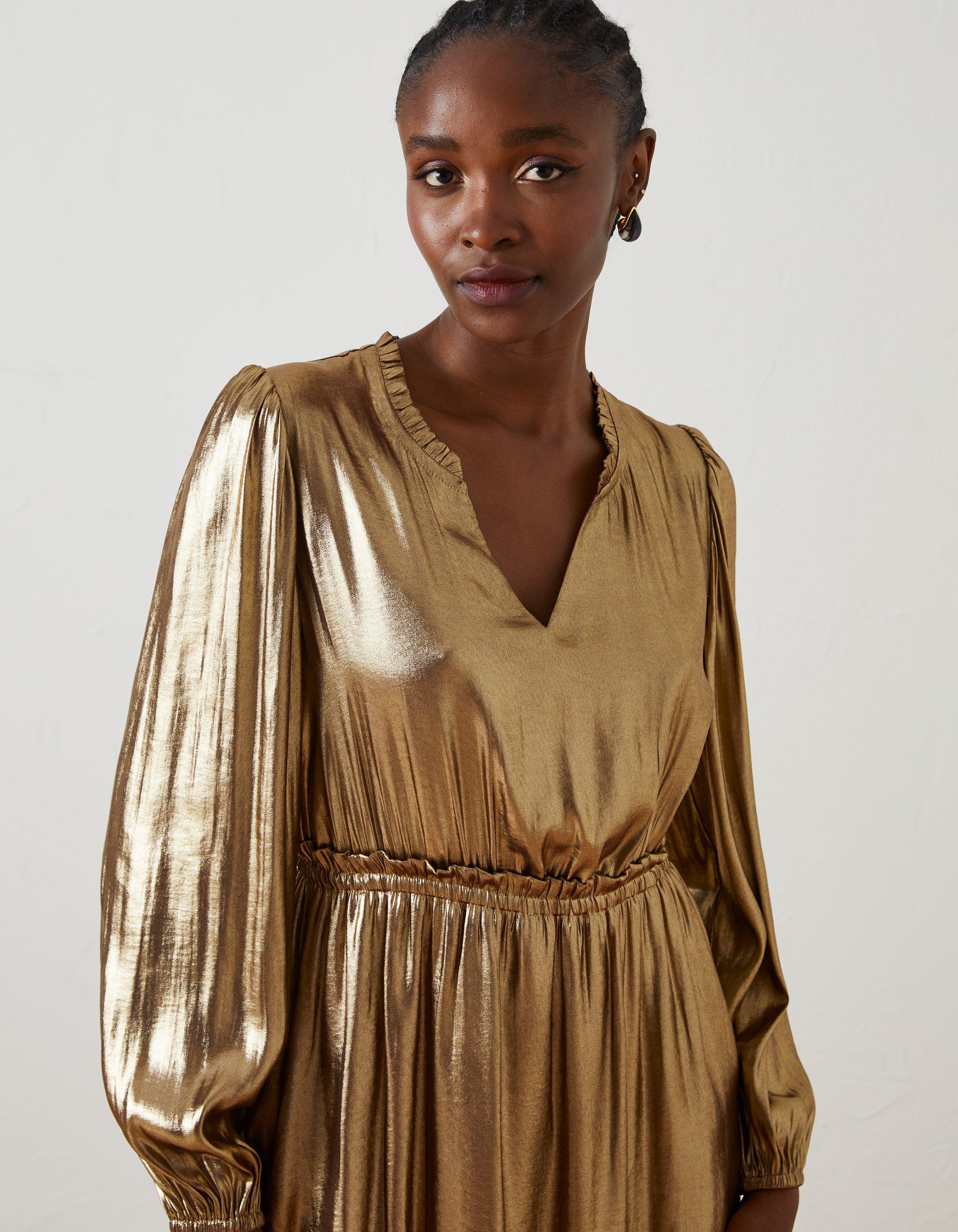 Metallic Wrap Dress