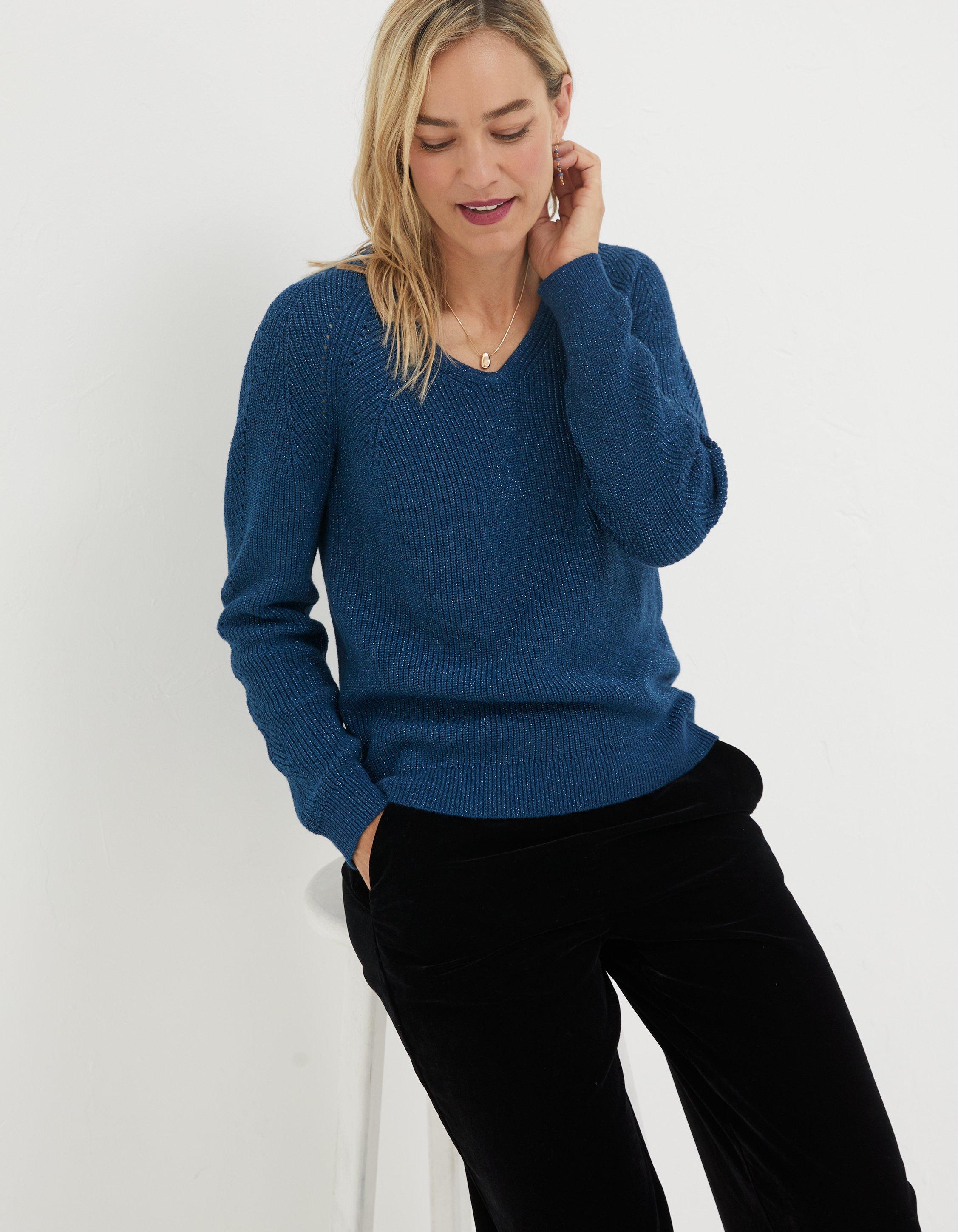 Estelle V Neck Sparkle Jumper, Knitwear | FatFace.com