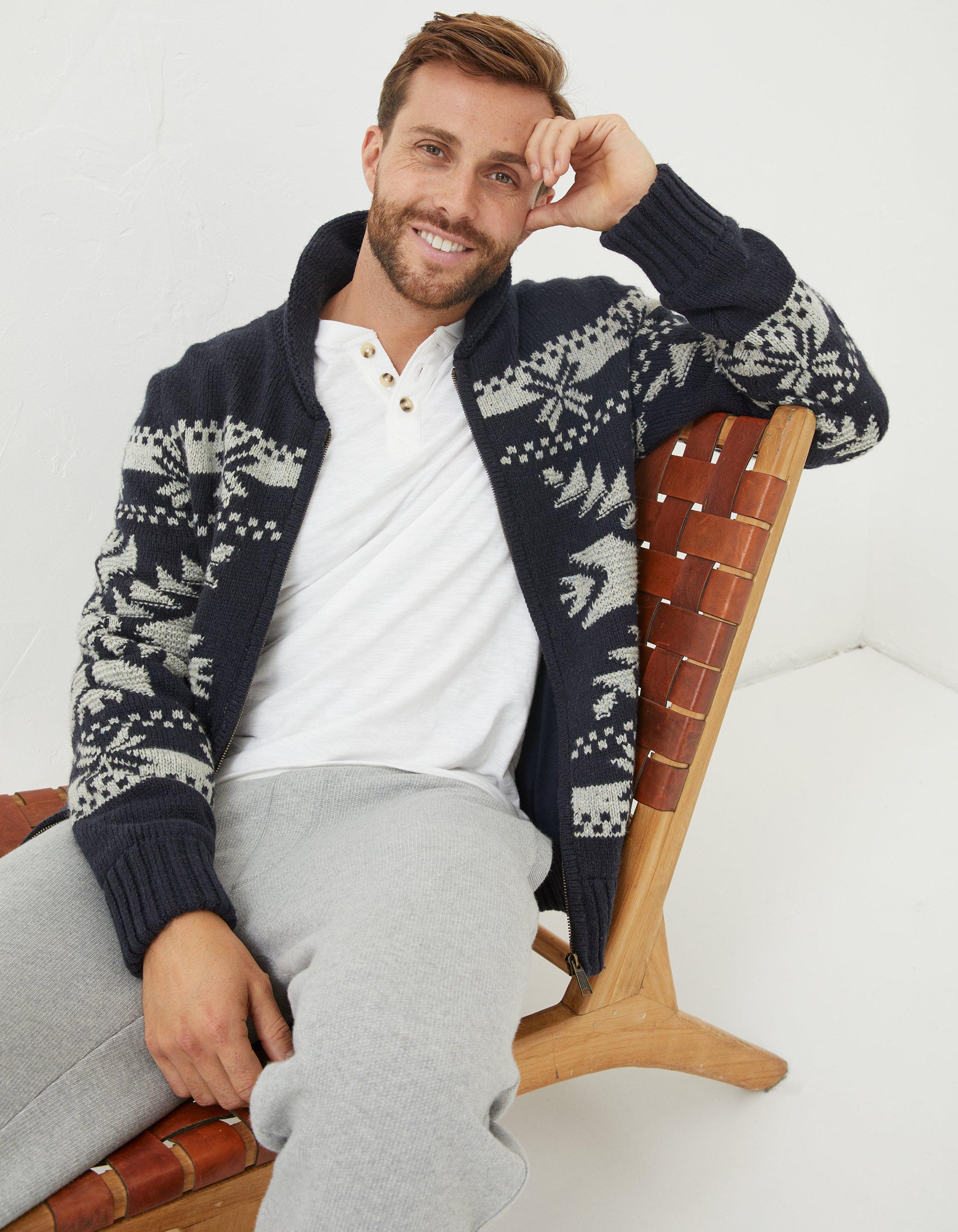 Mens patterned cheap shawl cardigan