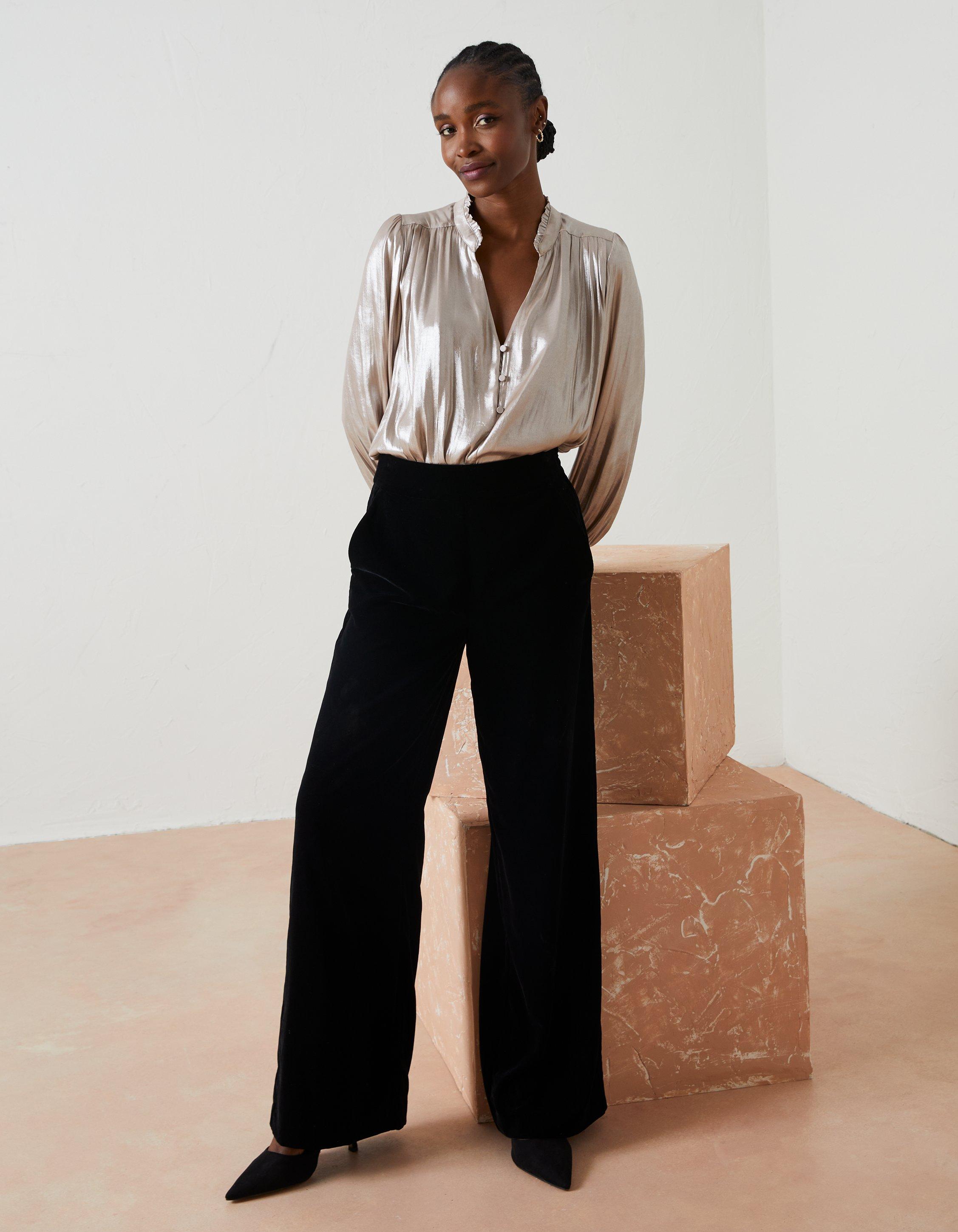 Wide Leg Velvet Trousers, Trousers & Leggings | FatFace.com