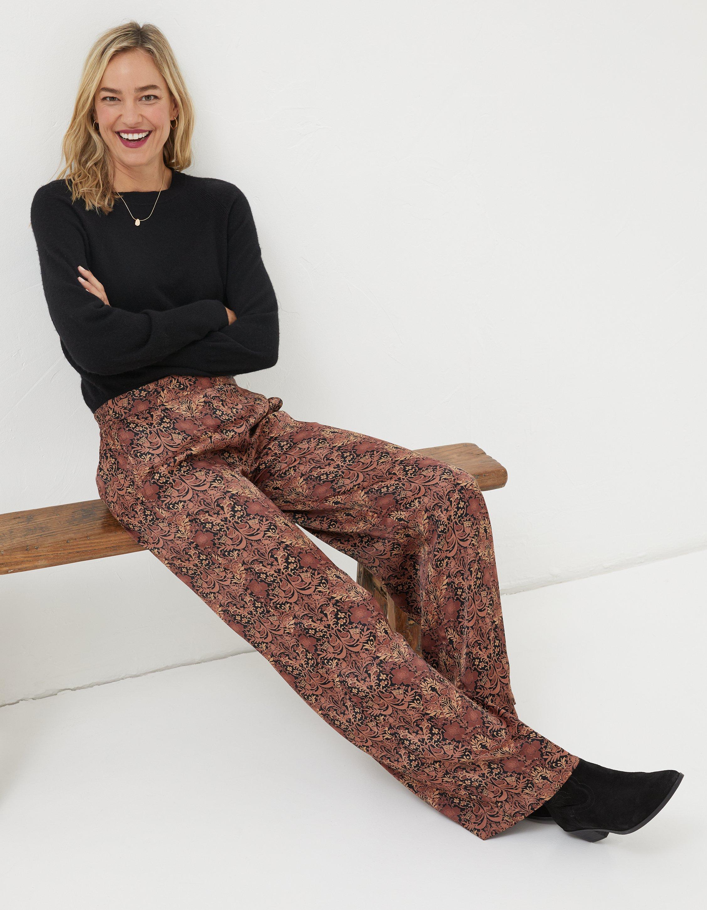 Floral Jacquard Side Zip Slim Fit Trousers, FatFace