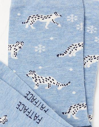 1 Pack Sadie Snow Leopard Socks