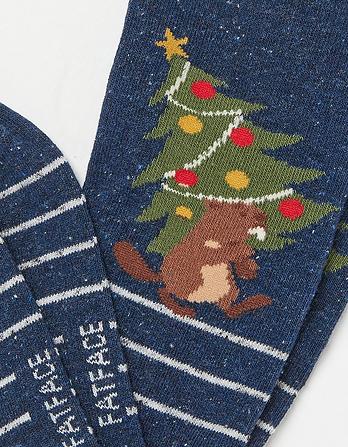 1 Pack Festive Beaver Socks