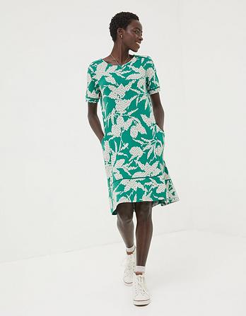 Simone Textured Leaves Jersey Dress