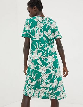 Simone Textured Leaves Jersey Dress
