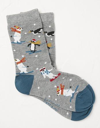 1 Pack Skiing Animals Socks