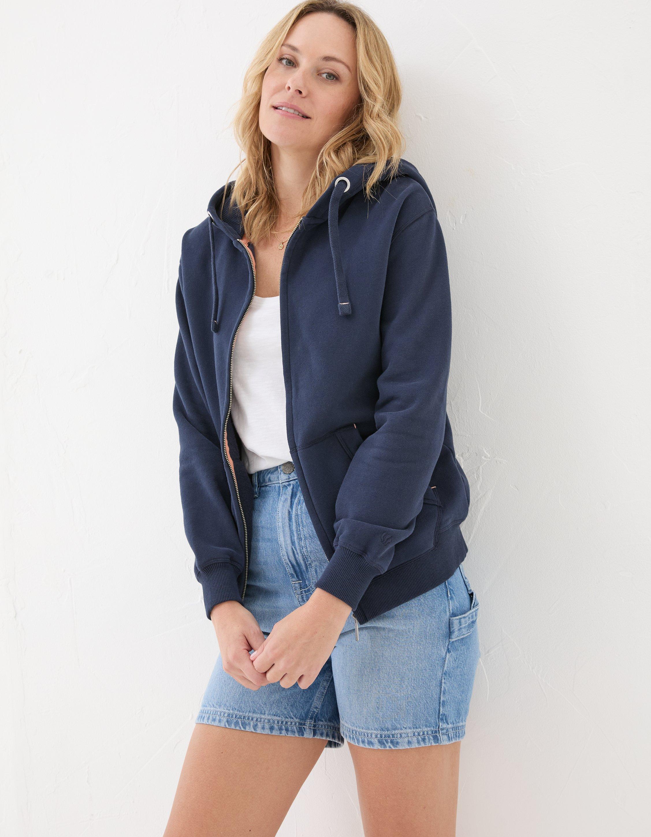 Navy Amy Zip Through Hoodie, Sweatshirts & Hoodies | FatFace.com