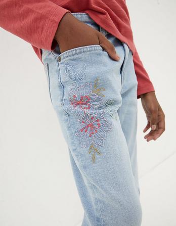 Embroidered Denim Jeans