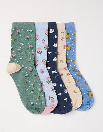 5 Pack Floral Socks