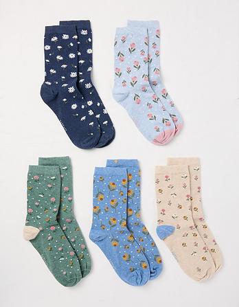 5 Pack Floral Socks