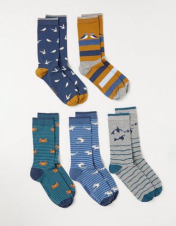 5 Pack Sea Animals Socks
