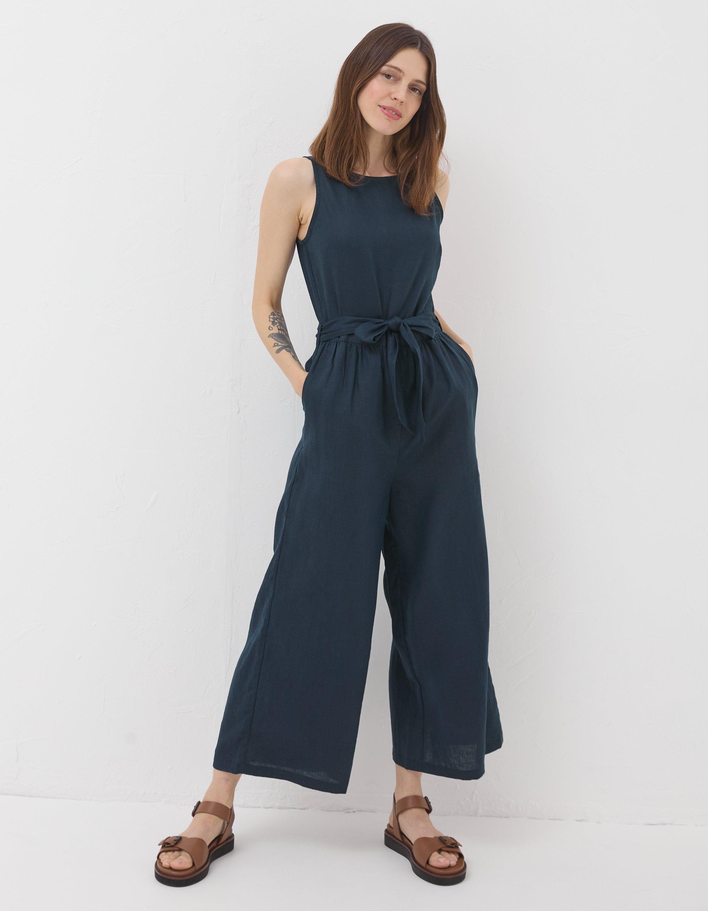 Evelyn Navy Blue Jumpsuit Linen Jumpsuit Linen Overalls Loose