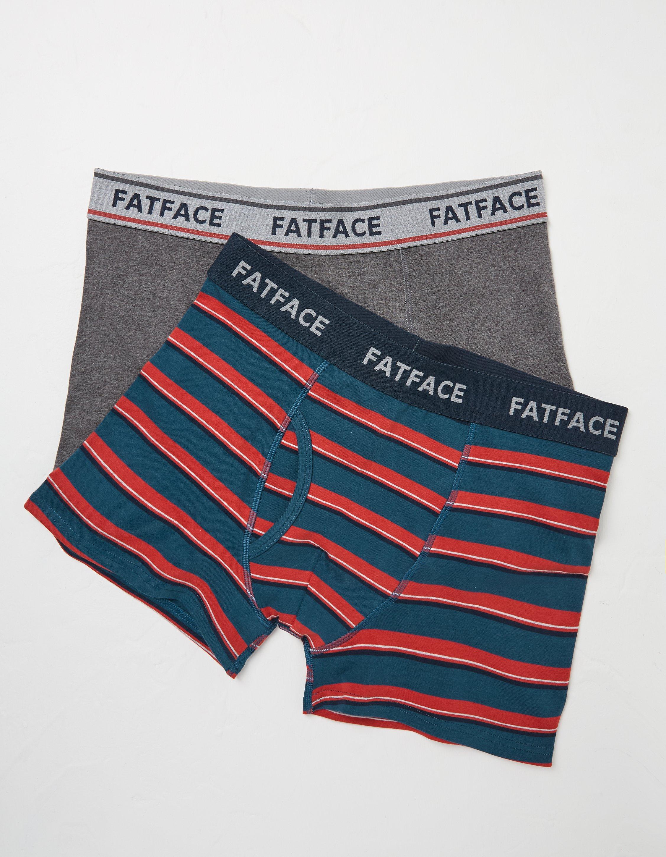 Teal Green 2 Pack Kingston Stripe Boxers, Socks & Underwear | FatFace.com