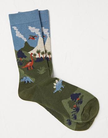1 Pack Dinosaur Scene Socks
