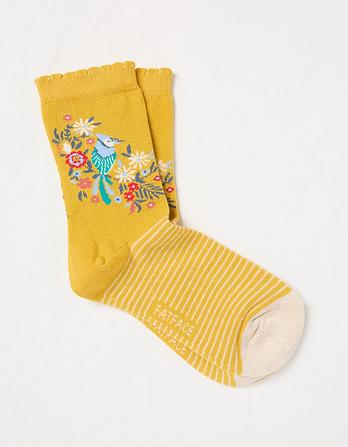 1 Pack Floral Bird Sock