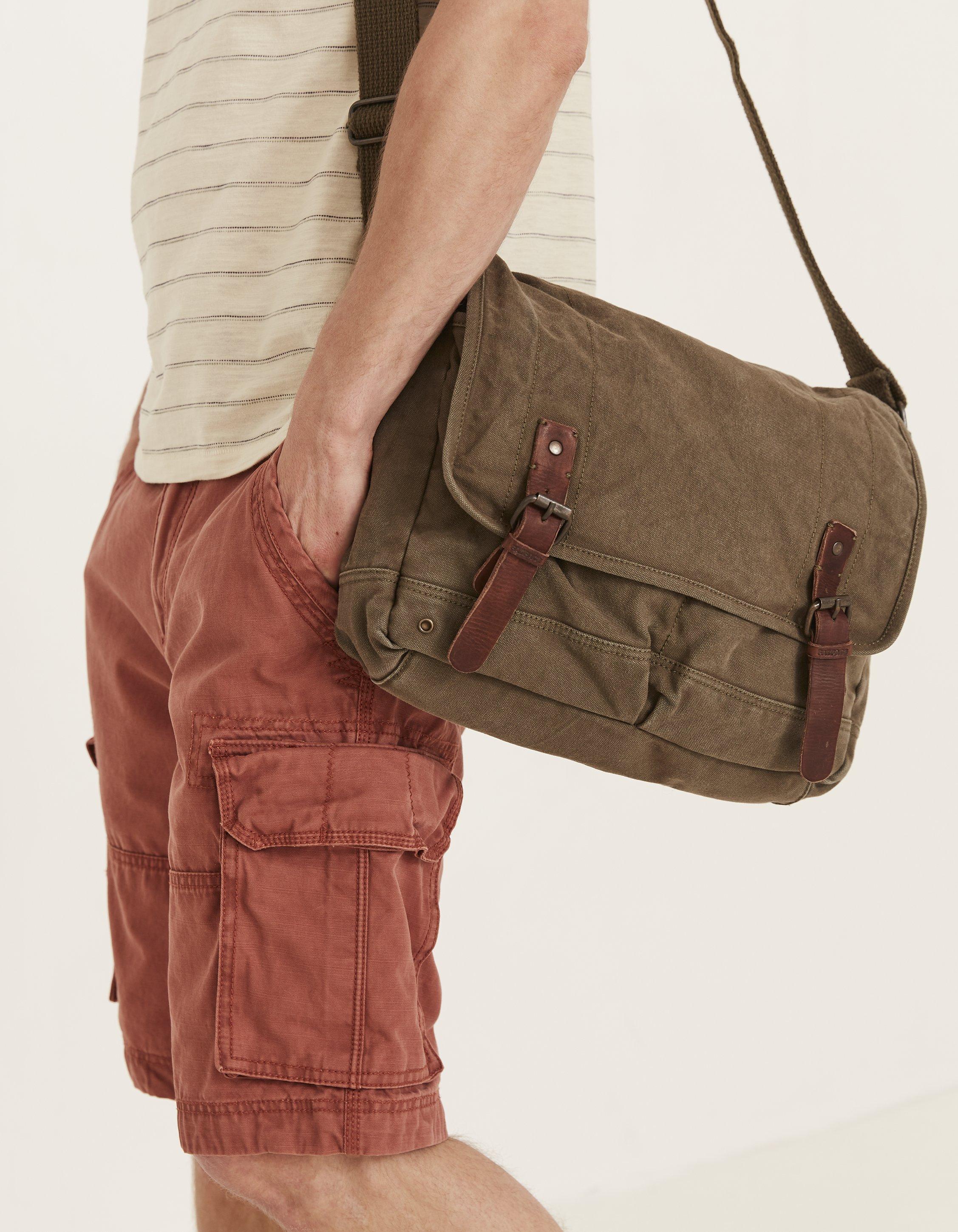 Khaki Charlie Canvas Messenger Bag, Bags & Wallets